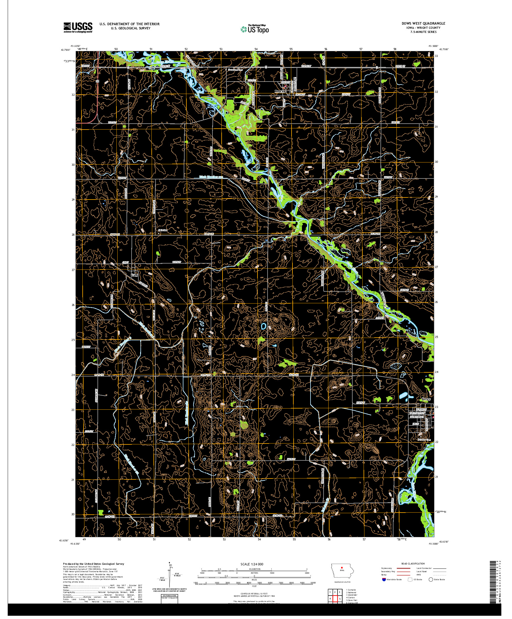 US TOPO 7.5-MINUTE MAP FOR DOWS WEST, IA