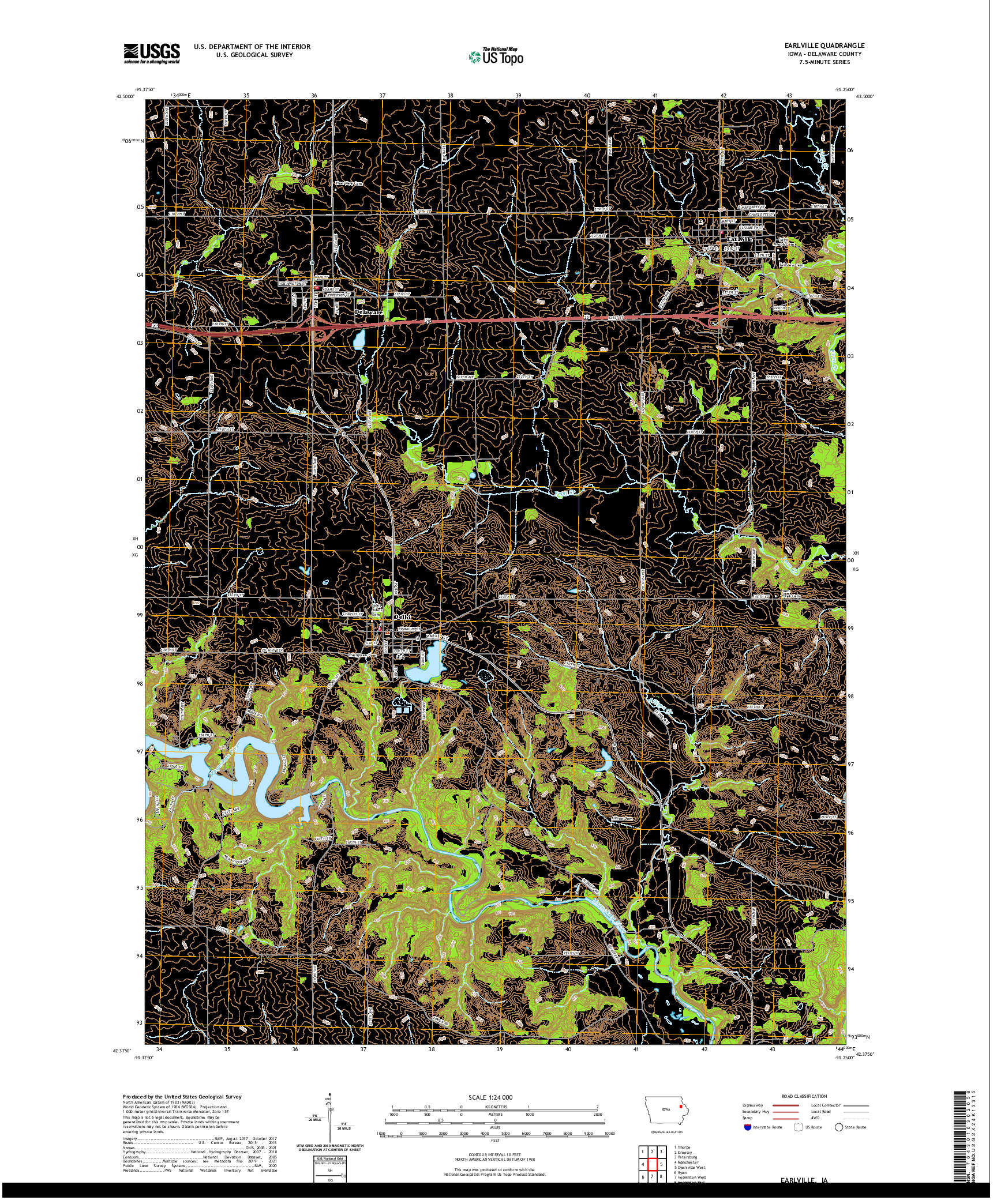 US TOPO 7.5-MINUTE MAP FOR EARLVILLE, IA