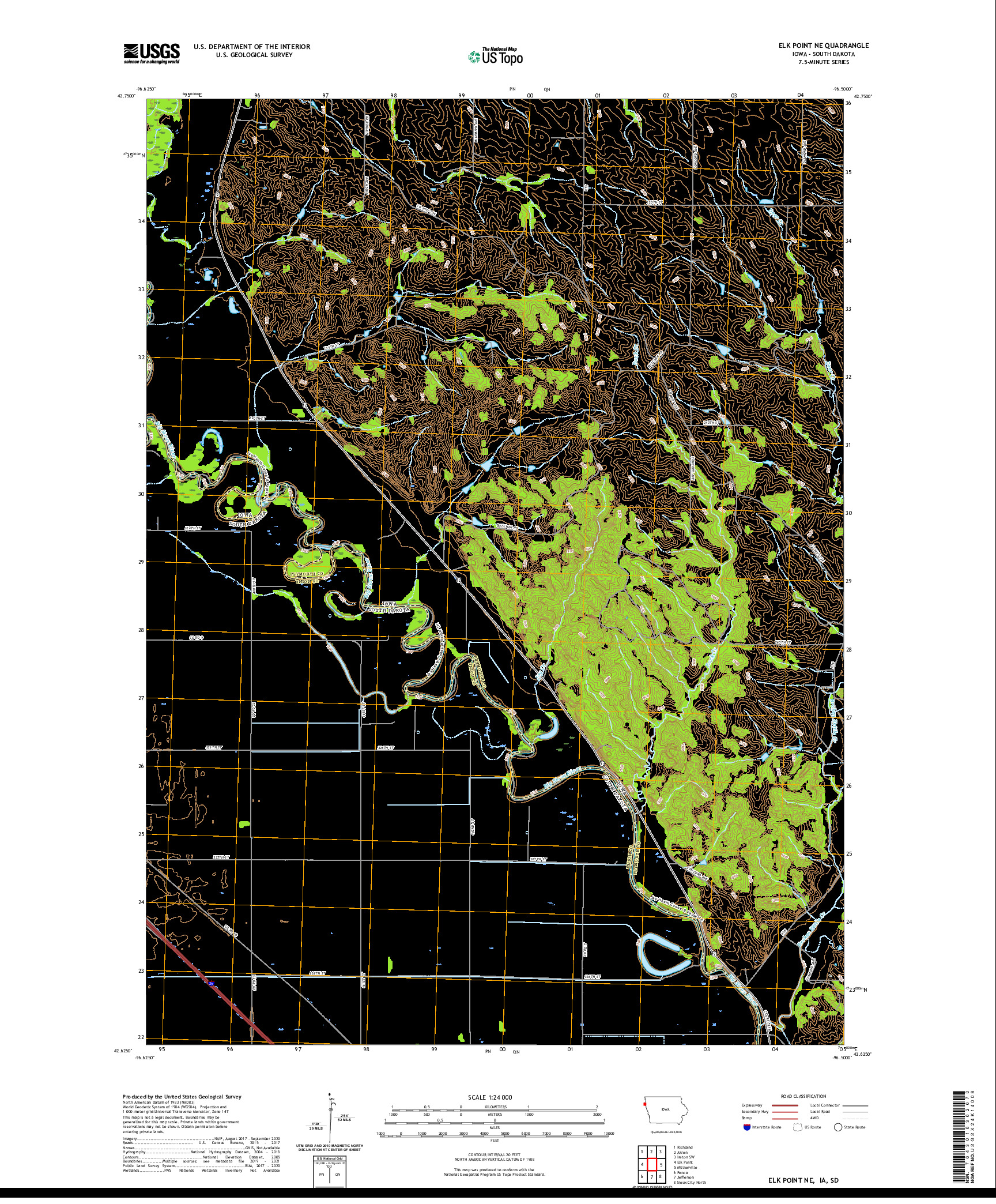 US TOPO 7.5-MINUTE MAP FOR ELK POINT NE, IA,SD