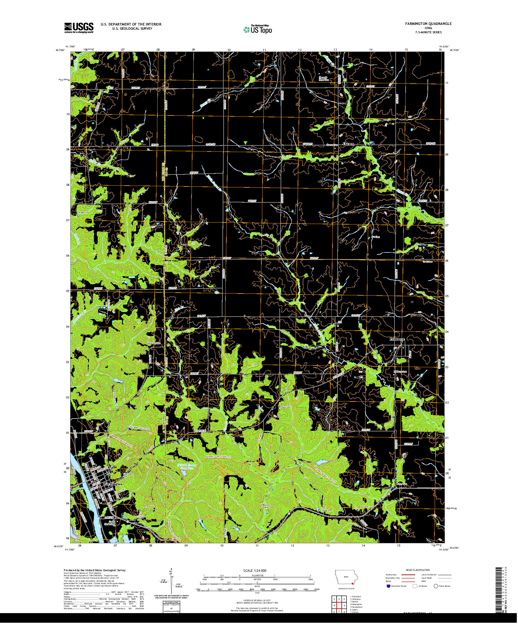 US TOPO 7.5-MINUTE MAP FOR FARMINGTON, IA