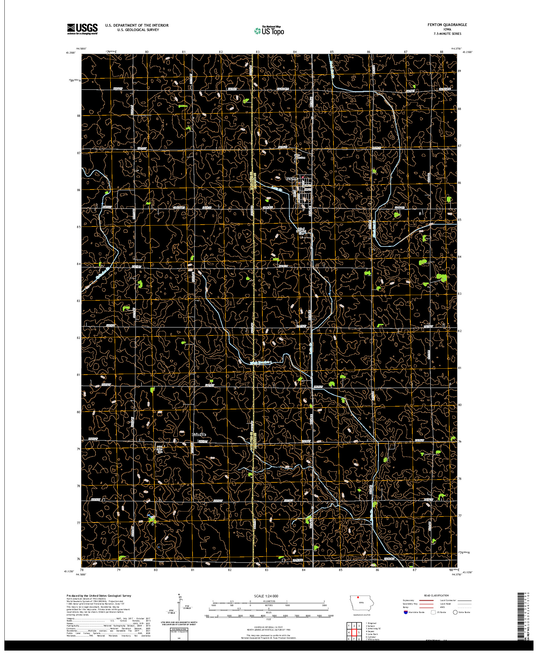 US TOPO 7.5-MINUTE MAP FOR FENTON, IA