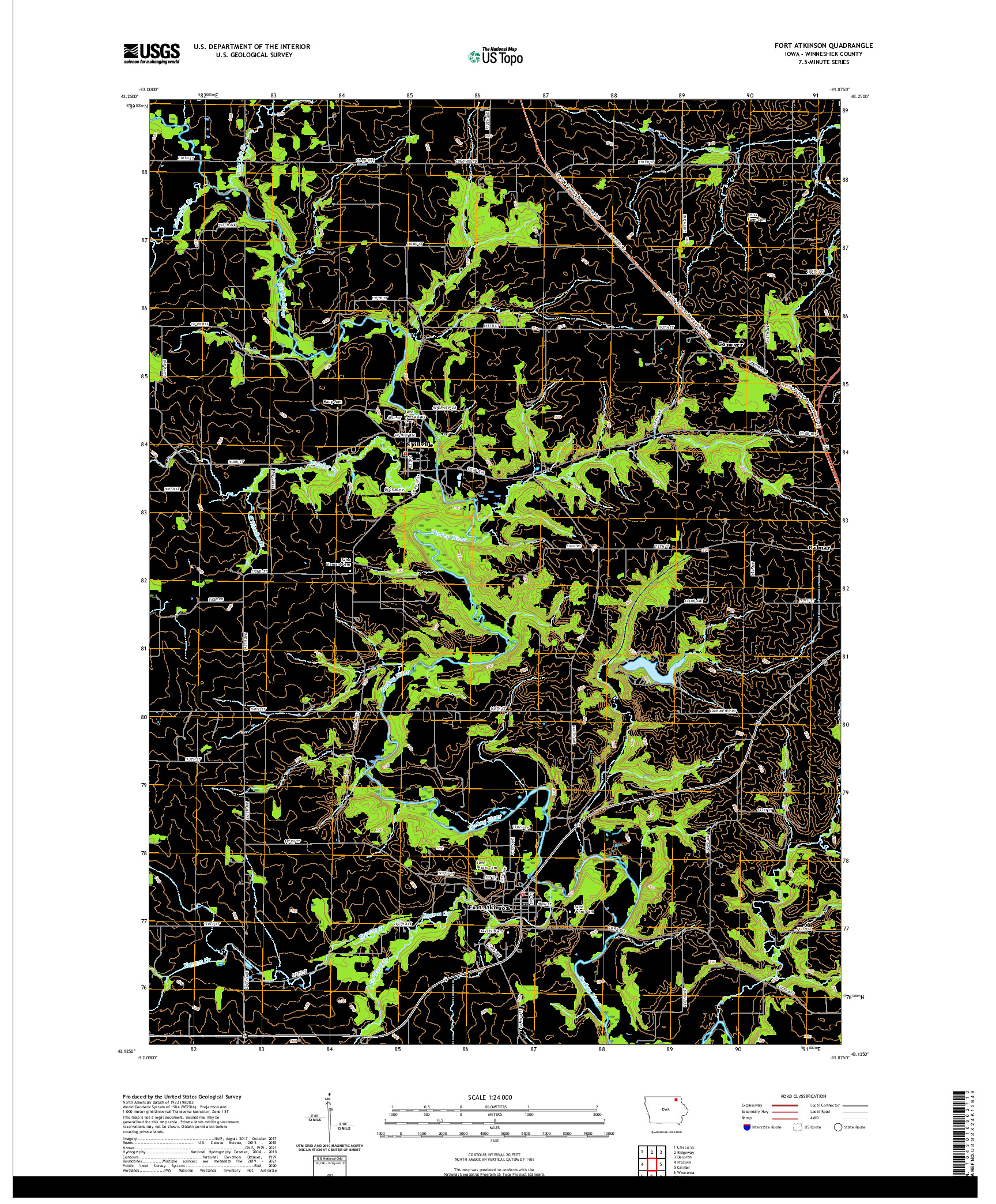 US TOPO 7.5-MINUTE MAP FOR FORT ATKINSON, IA