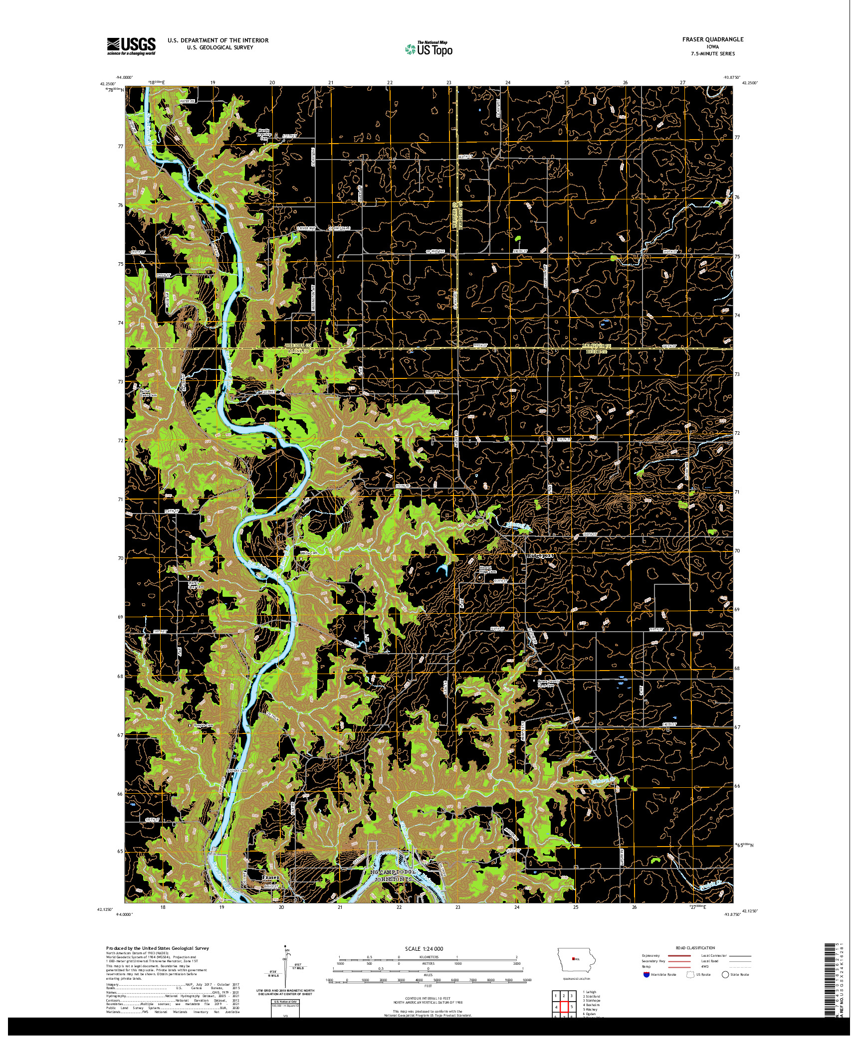 US TOPO 7.5-MINUTE MAP FOR FRASER, IA