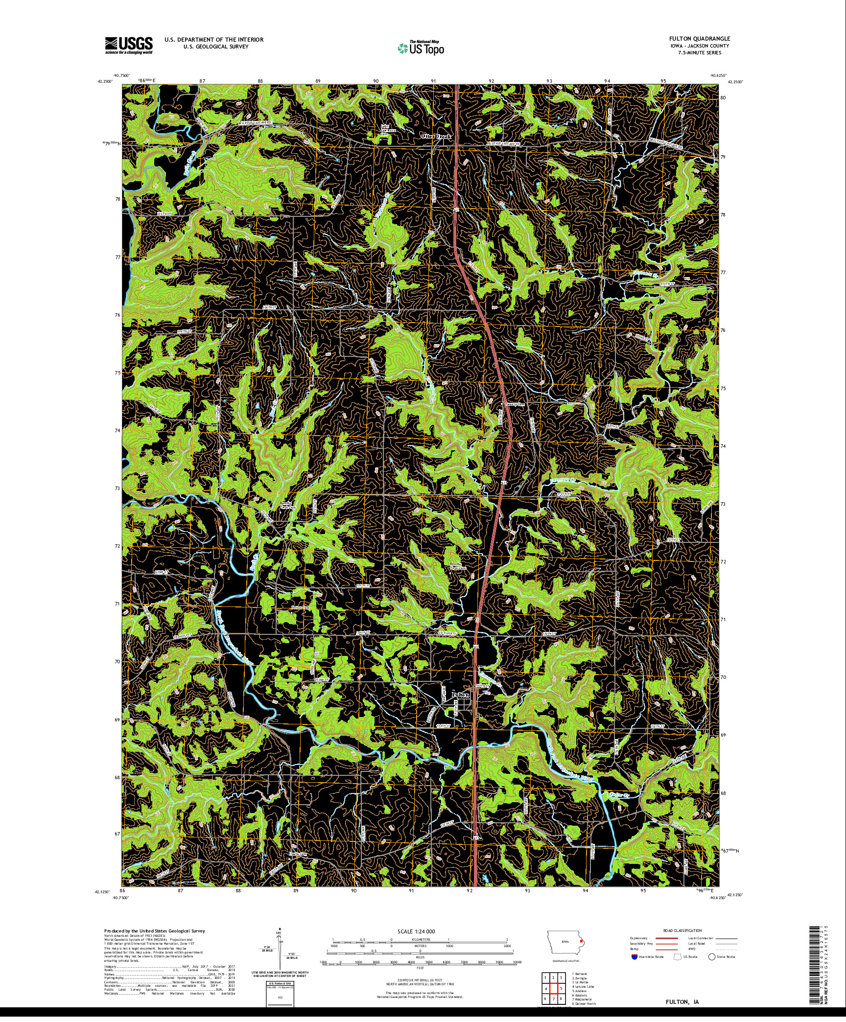 US TOPO 7.5-MINUTE MAP FOR FULTON, IA