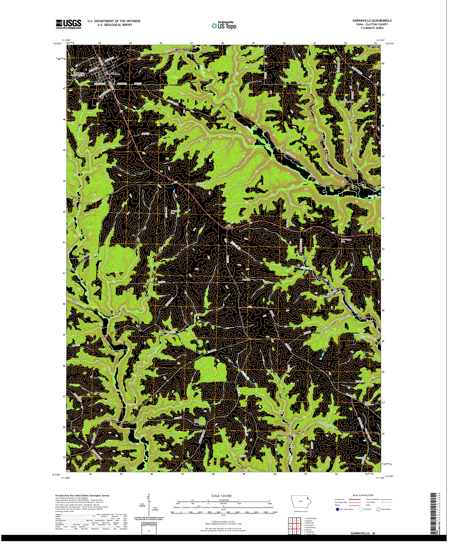 US TOPO 7.5-MINUTE MAP FOR GARNAVILLO, IA