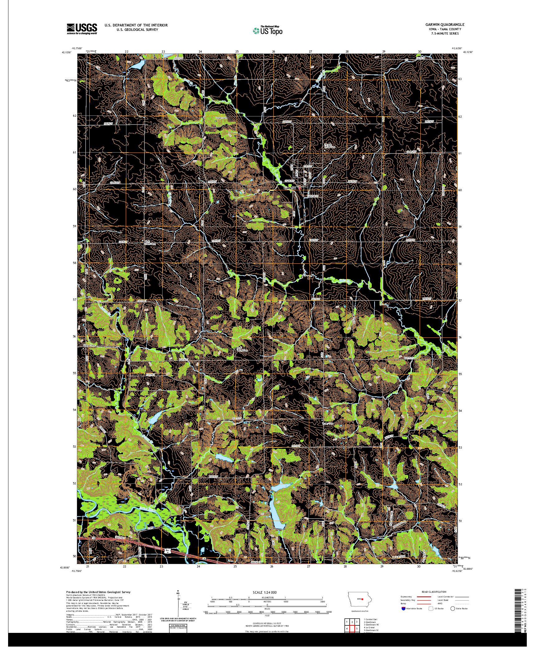 US TOPO 7.5-MINUTE MAP FOR GARWIN, IA