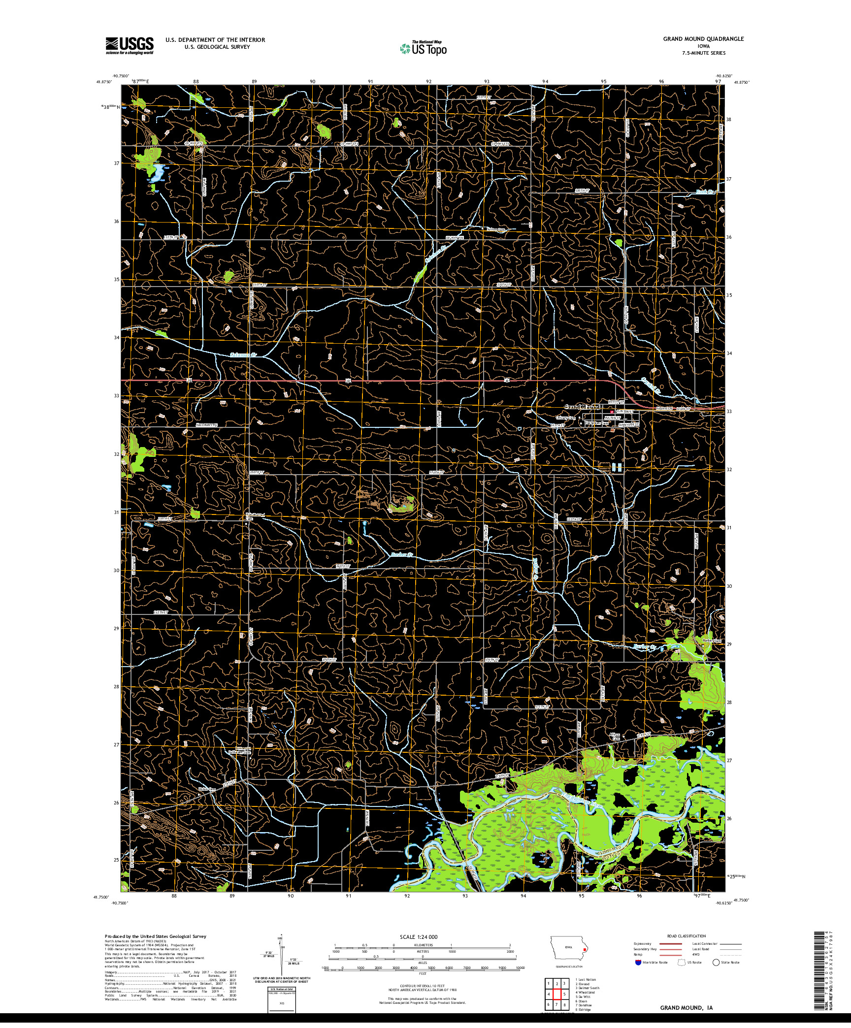 US TOPO 7.5-MINUTE MAP FOR GRAND MOUND, IA