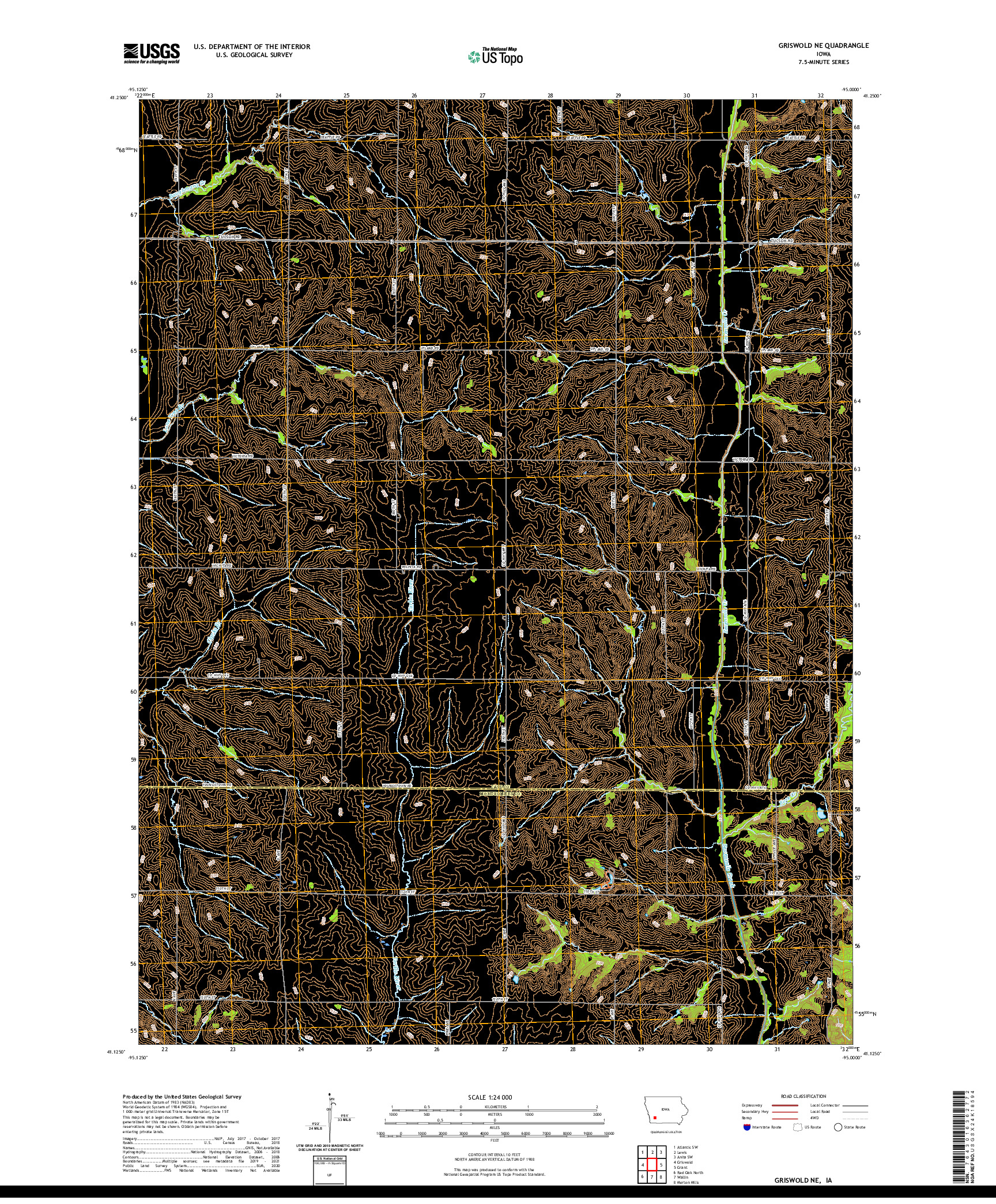 US TOPO 7.5-MINUTE MAP FOR GRISWOLD NE, IA