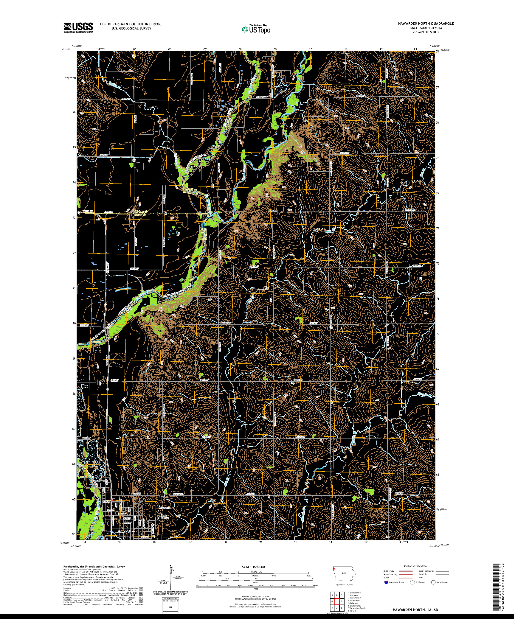 US TOPO 7.5-MINUTE MAP FOR HAWARDEN NORTH, IA,SD