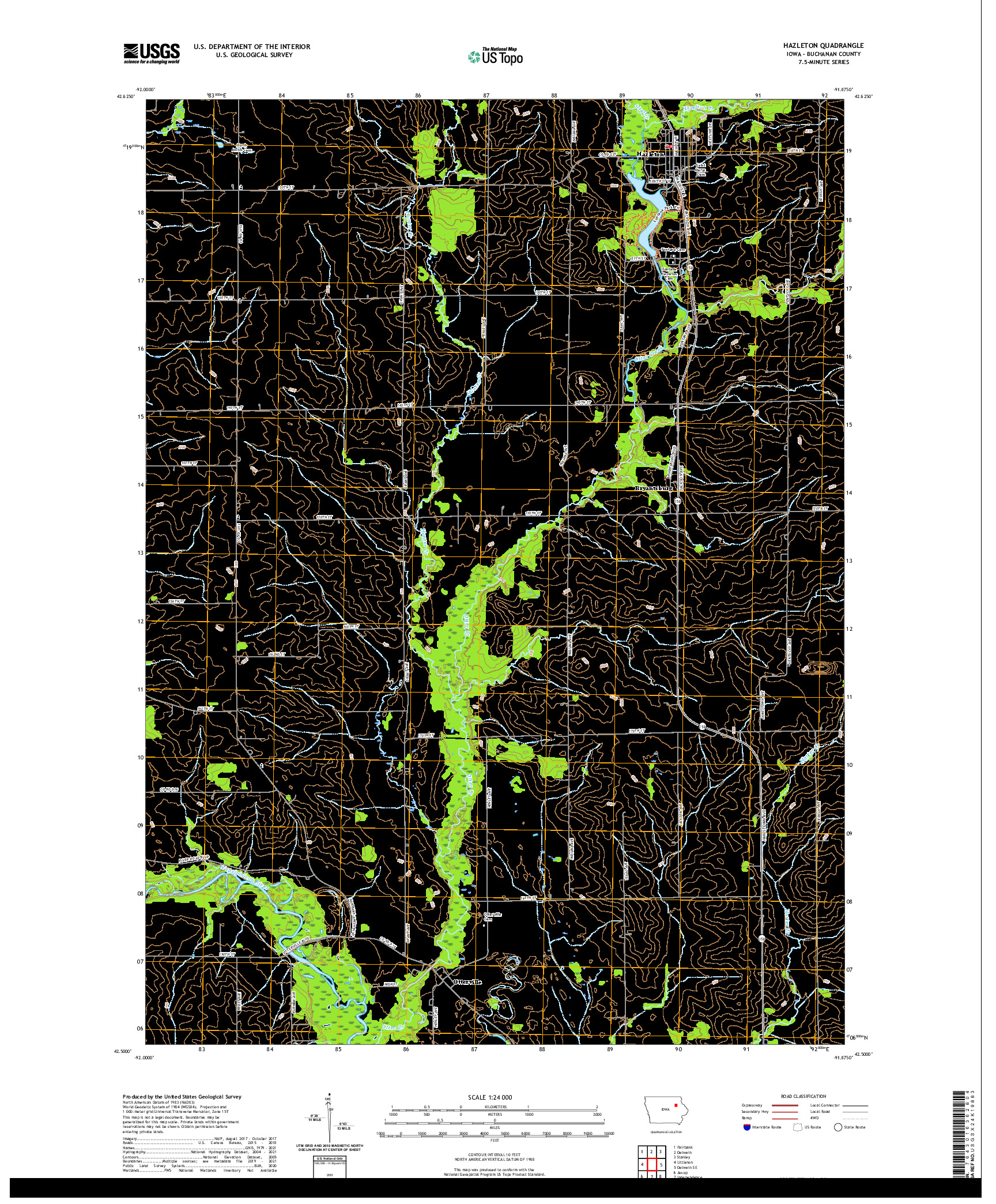 US TOPO 7.5-MINUTE MAP FOR HAZLETON, IA