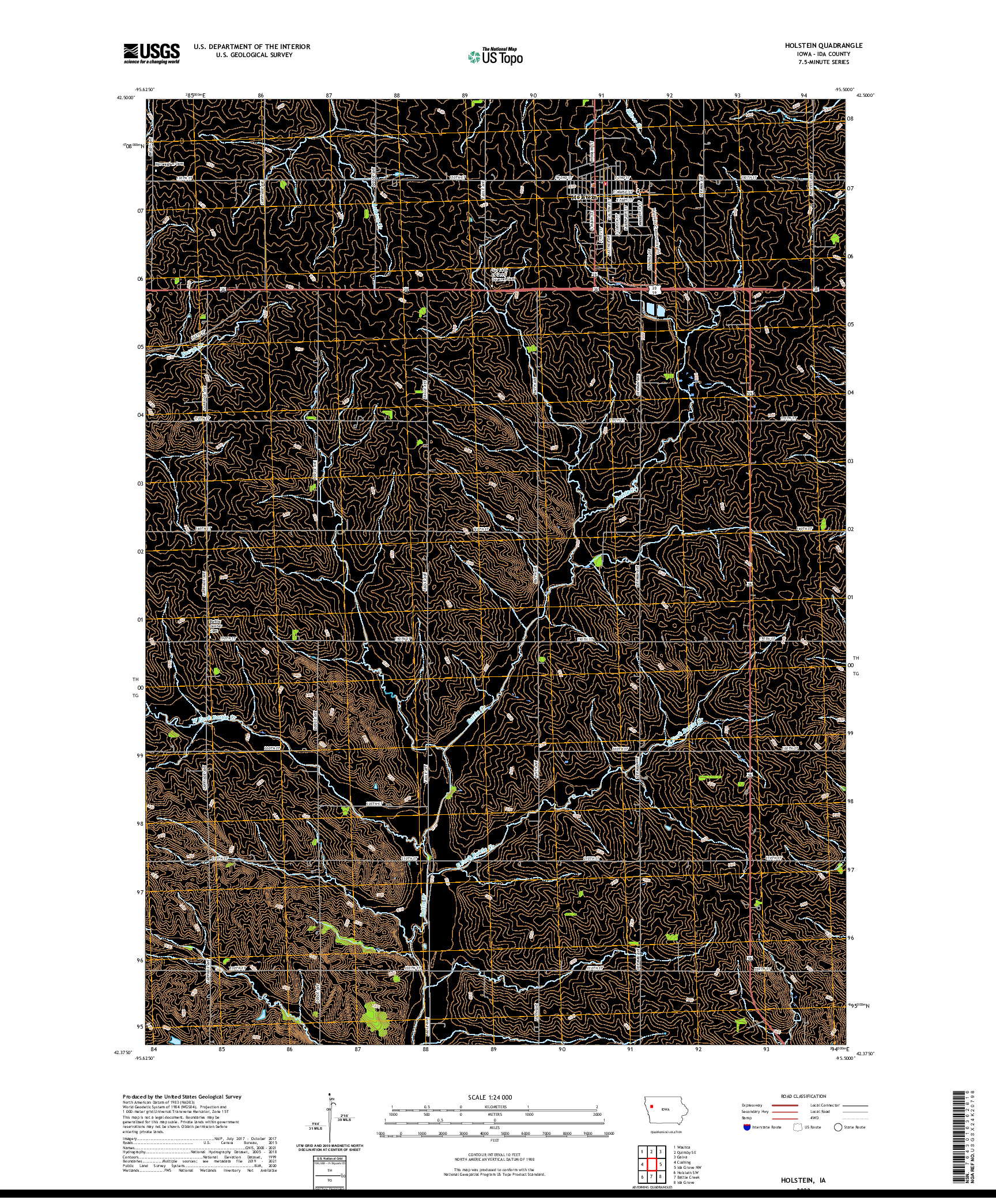 US TOPO 7.5-MINUTE MAP FOR HOLSTEIN, IA