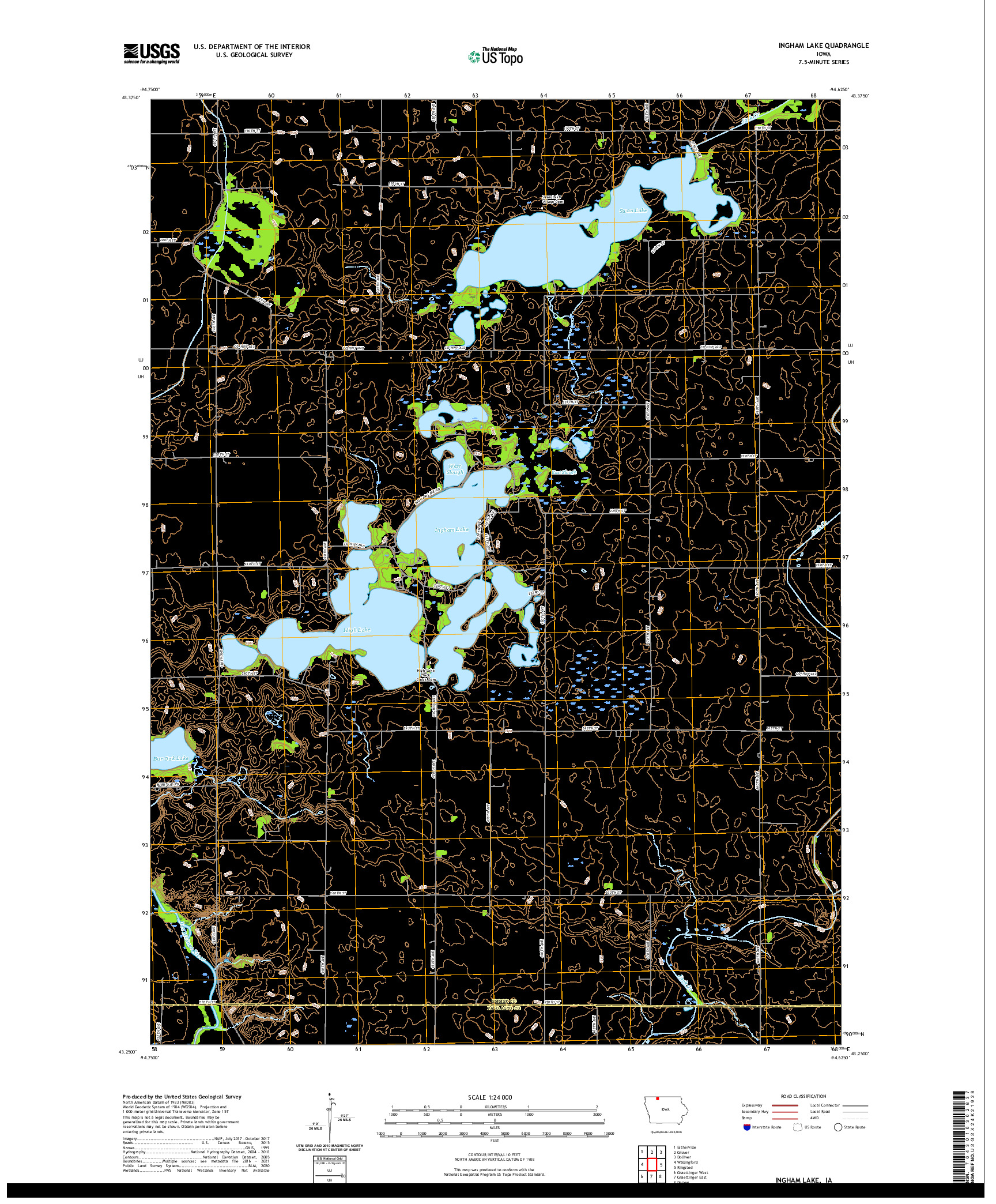 US TOPO 7.5-MINUTE MAP FOR INGHAM LAKE, IA