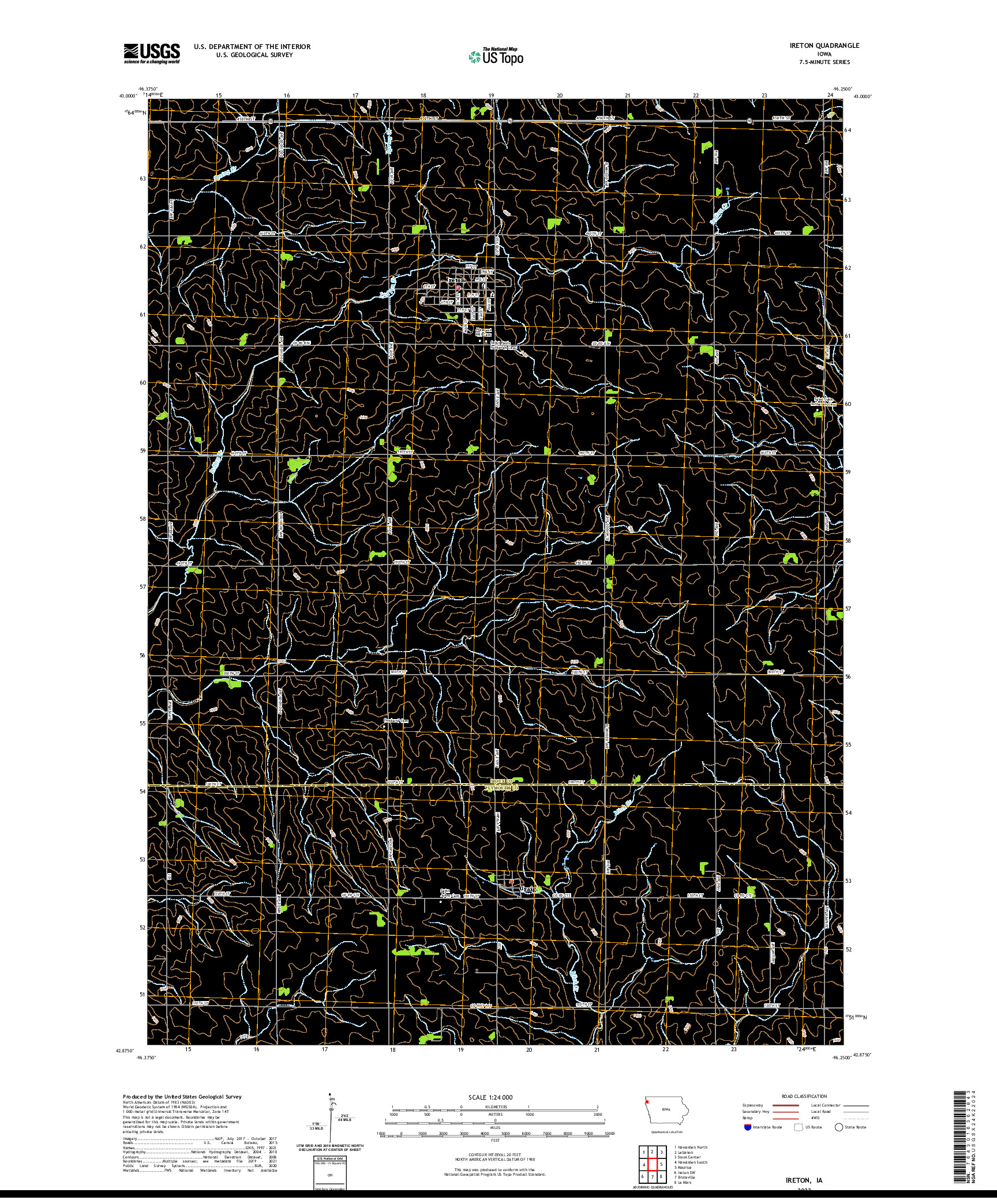 US TOPO 7.5-MINUTE MAP FOR IRETON, IA