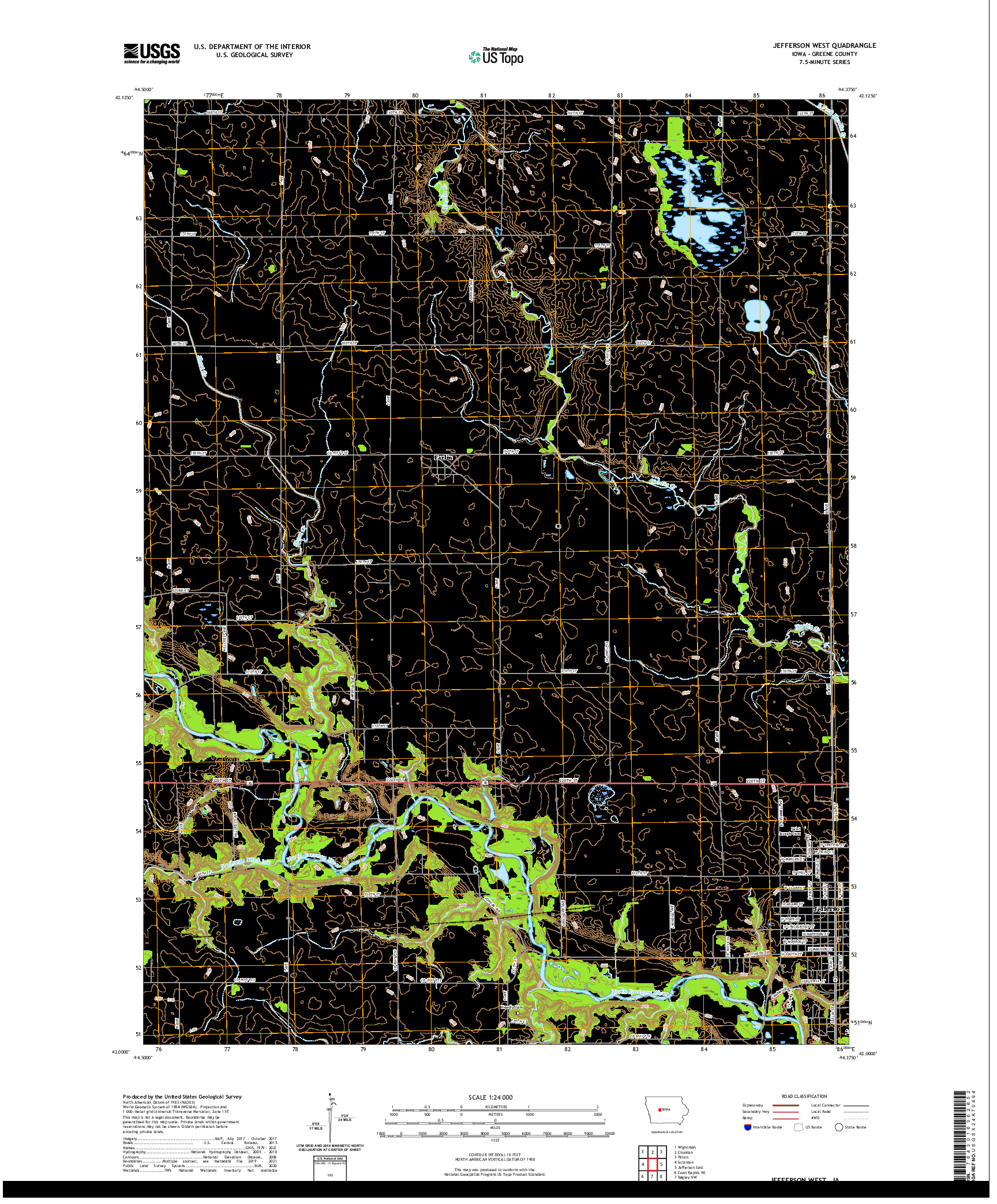 US TOPO 7.5-MINUTE MAP FOR JEFFERSON WEST, IA