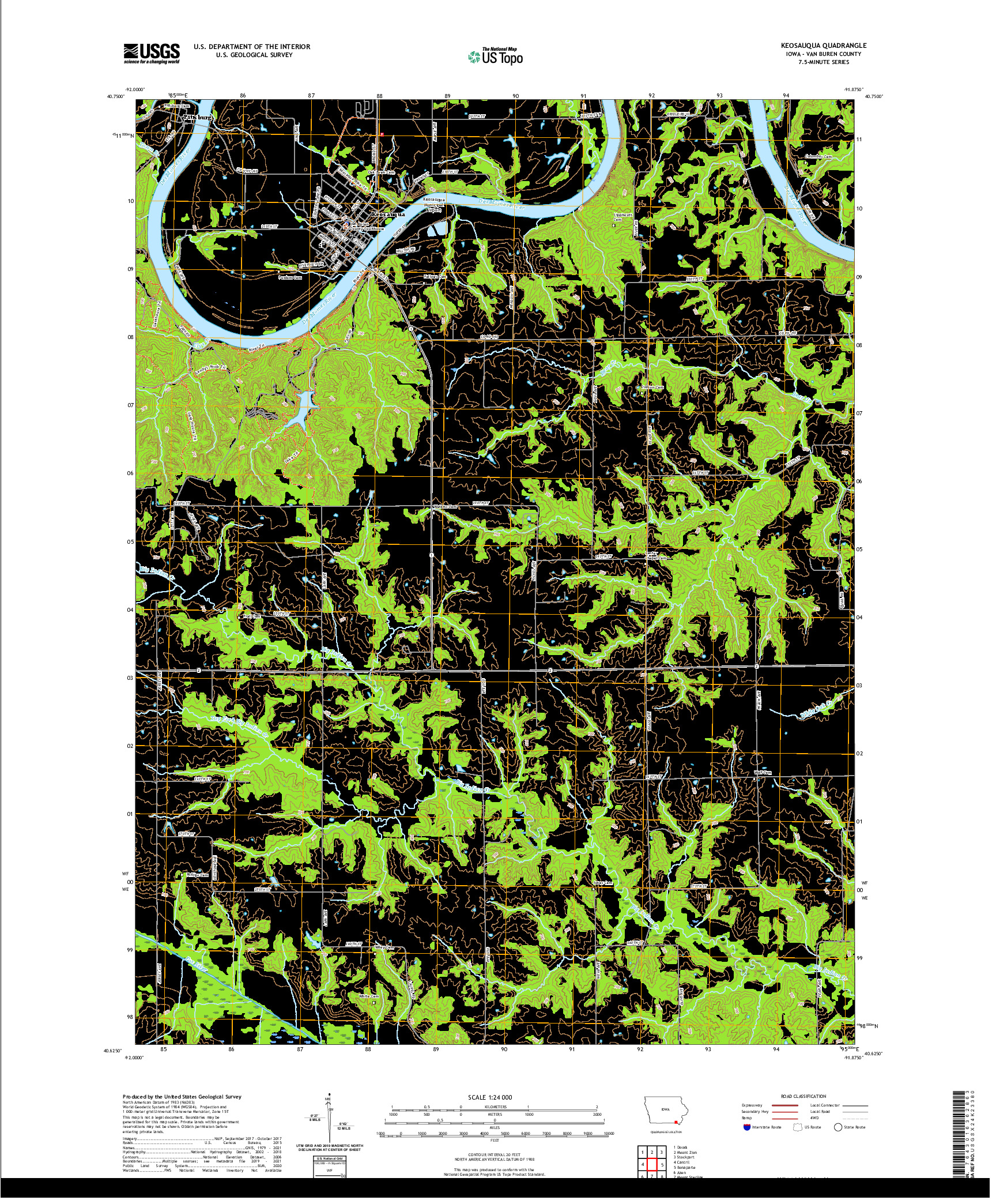 US TOPO 7.5-MINUTE MAP FOR KEOSAUQUA, IA