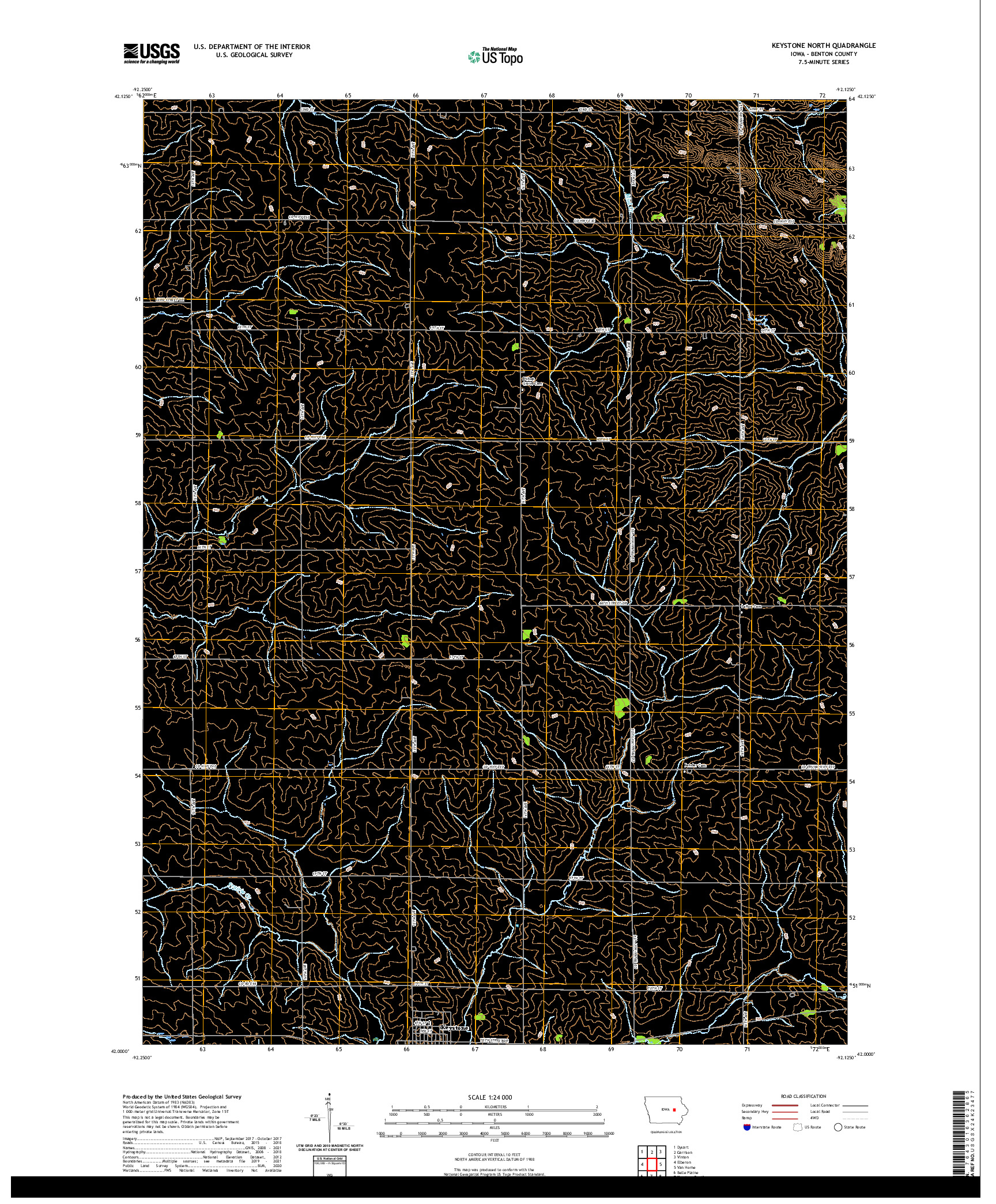 US TOPO 7.5-MINUTE MAP FOR KEYSTONE NORTH, IA