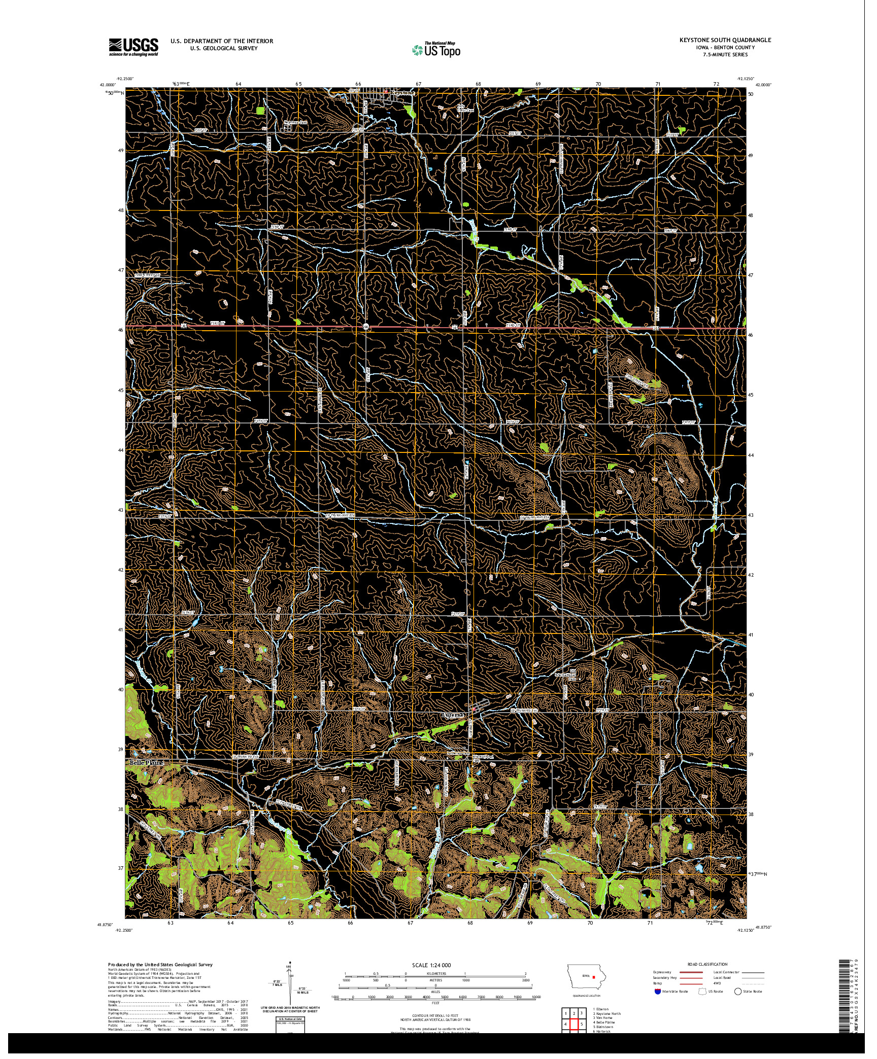 US TOPO 7.5-MINUTE MAP FOR KEYSTONE SOUTH, IA