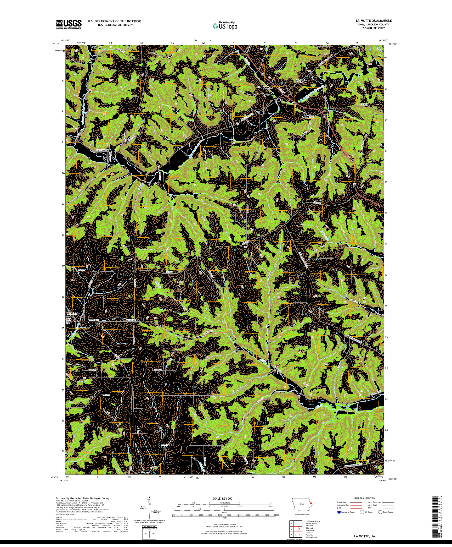 US TOPO 7.5-MINUTE MAP FOR LA MOTTE, IA