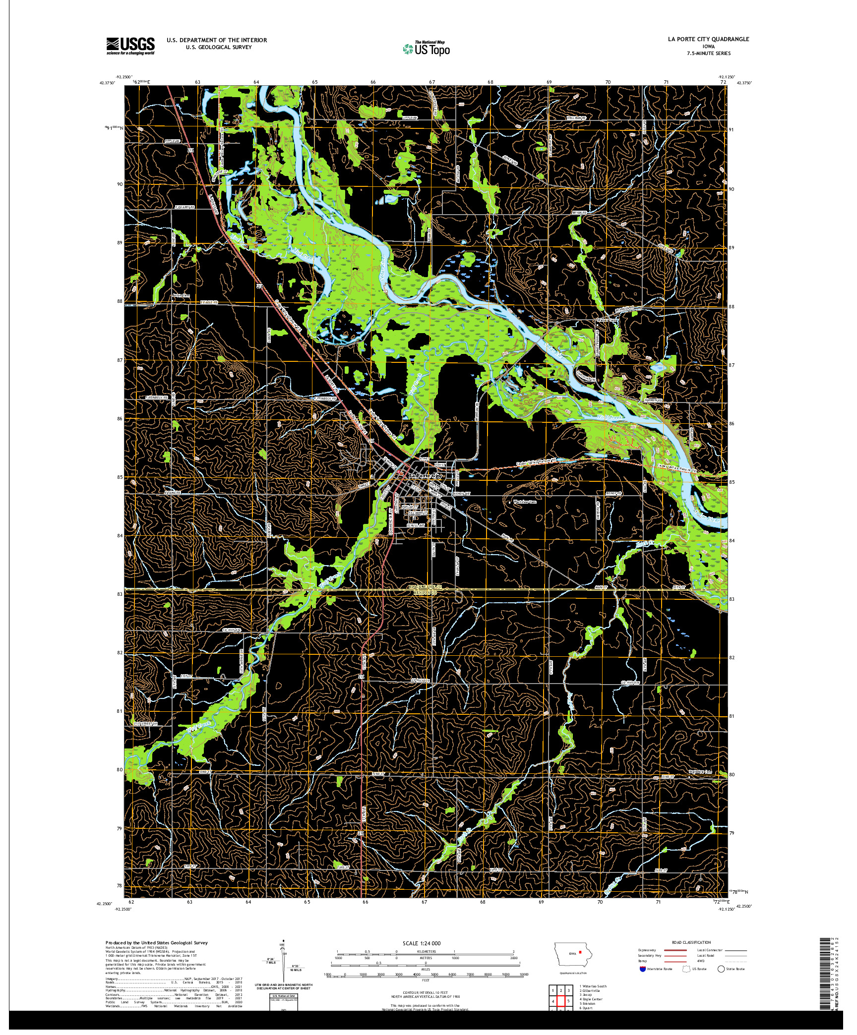 US TOPO 7.5-MINUTE MAP FOR LA PORTE CITY, IA