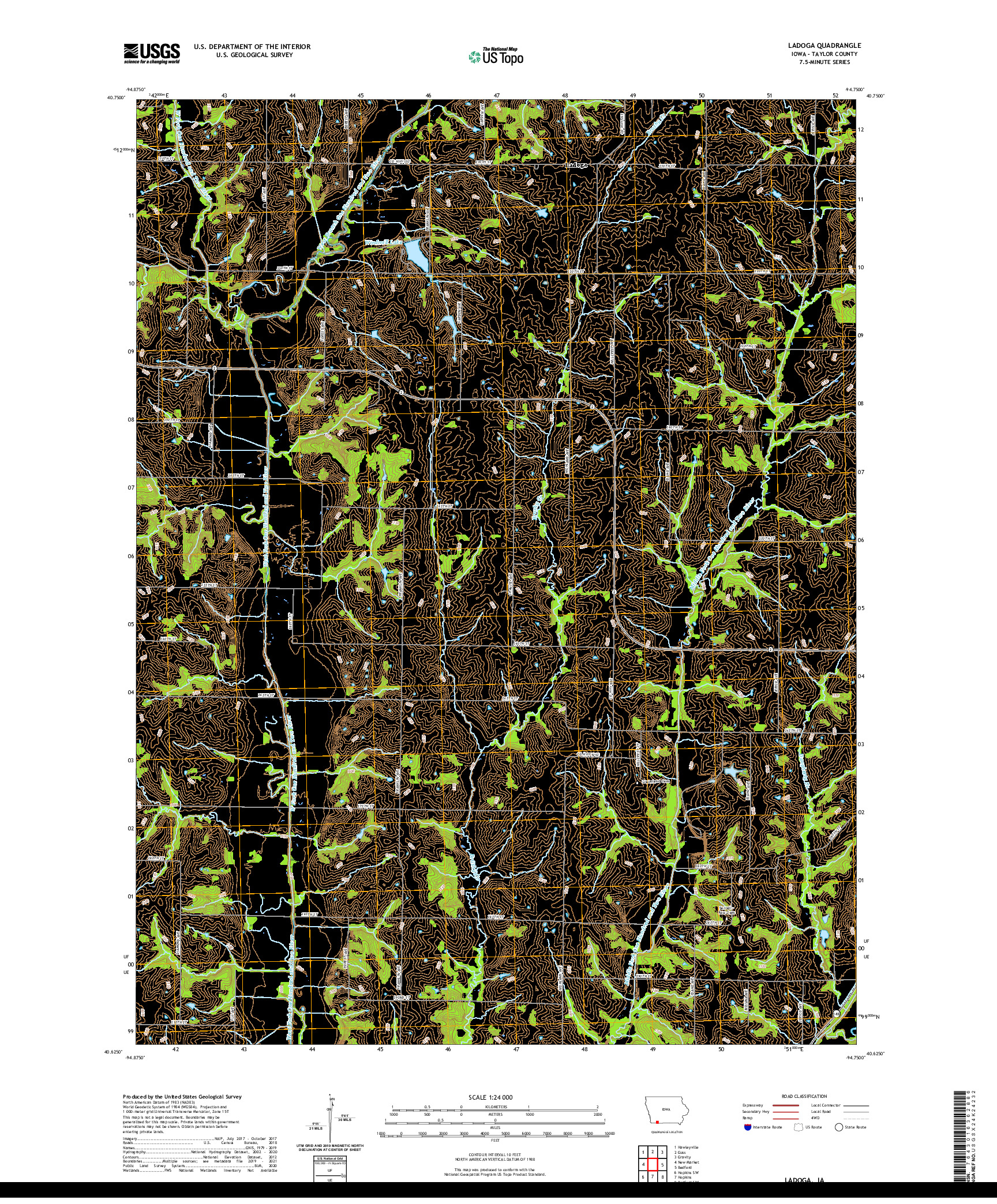 US TOPO 7.5-MINUTE MAP FOR LADOGA, IA