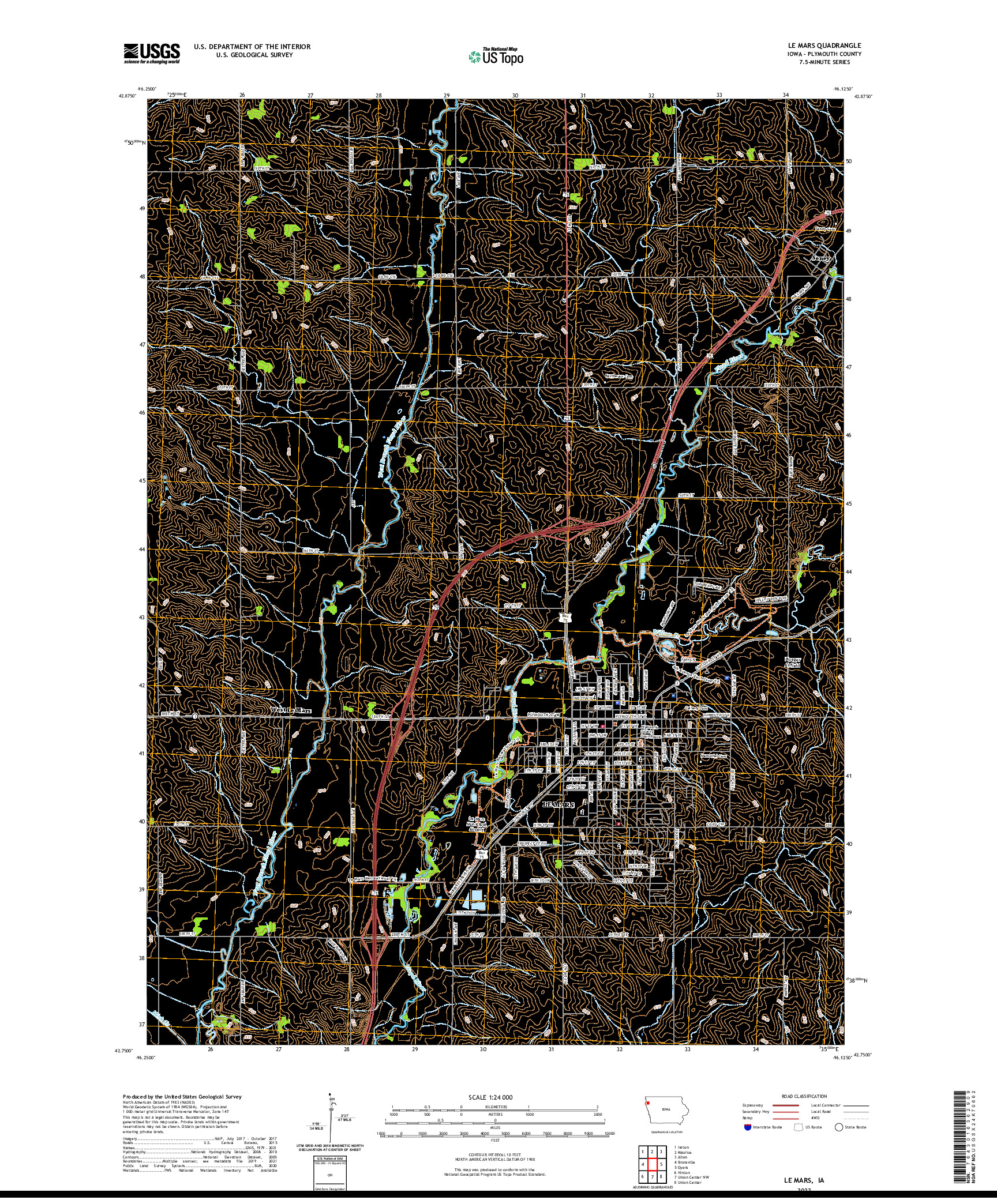 US TOPO 7.5-MINUTE MAP FOR LE MARS, IA