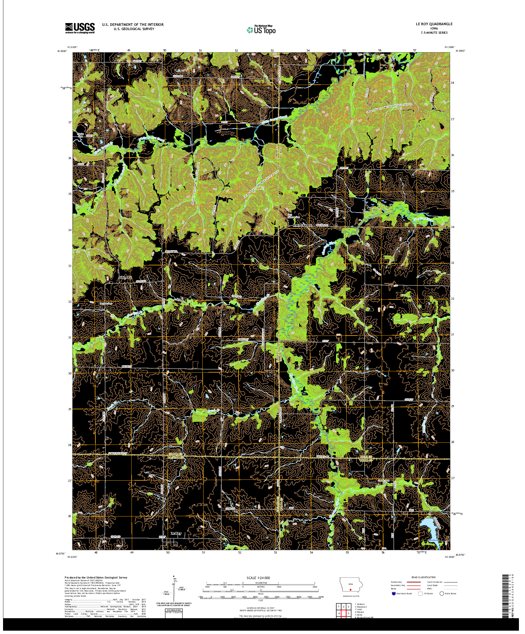 US TOPO 7.5-MINUTE MAP FOR LE ROY, IA