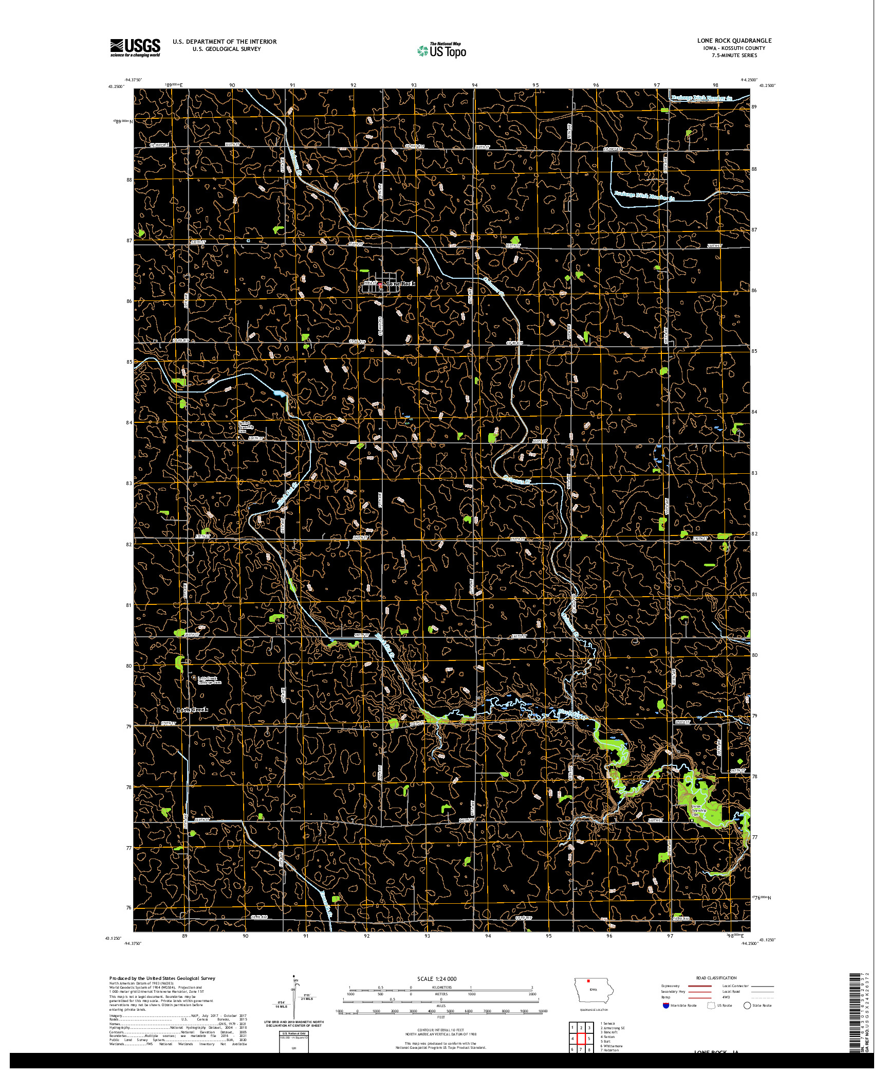 US TOPO 7.5-MINUTE MAP FOR LONE ROCK, IA