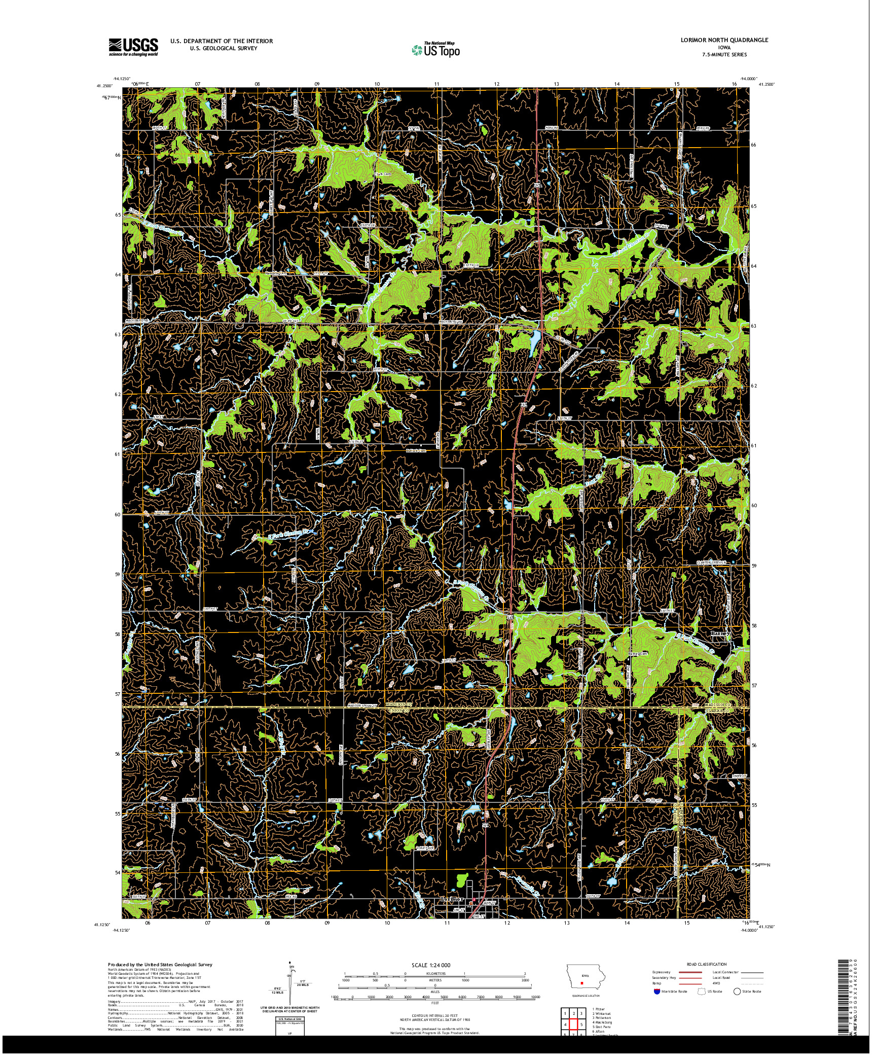 US TOPO 7.5-MINUTE MAP FOR LORIMOR NORTH, IA