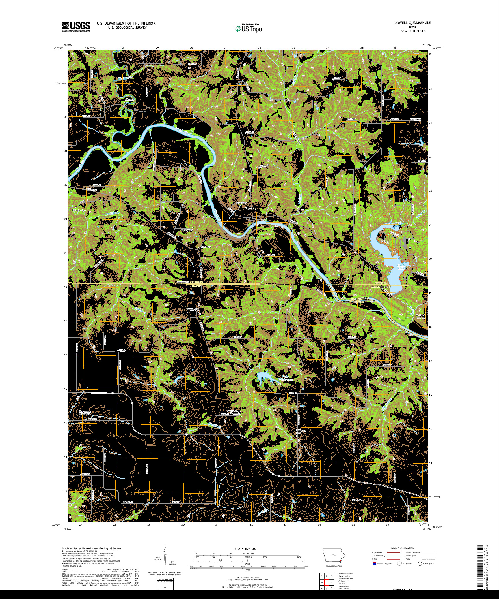 US TOPO 7.5-MINUTE MAP FOR LOWELL, IA