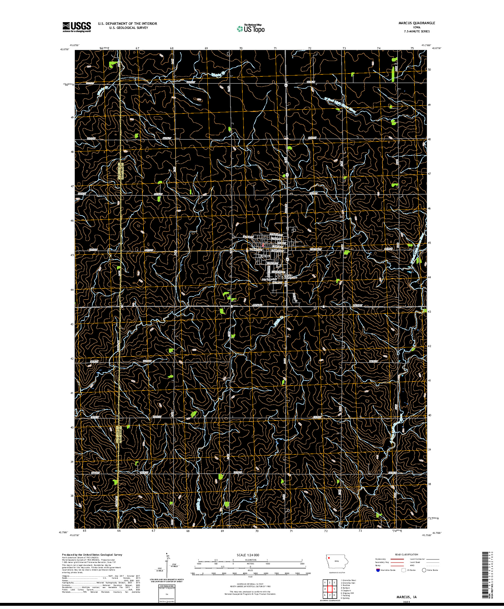 US TOPO 7.5-MINUTE MAP FOR MARCUS, IA