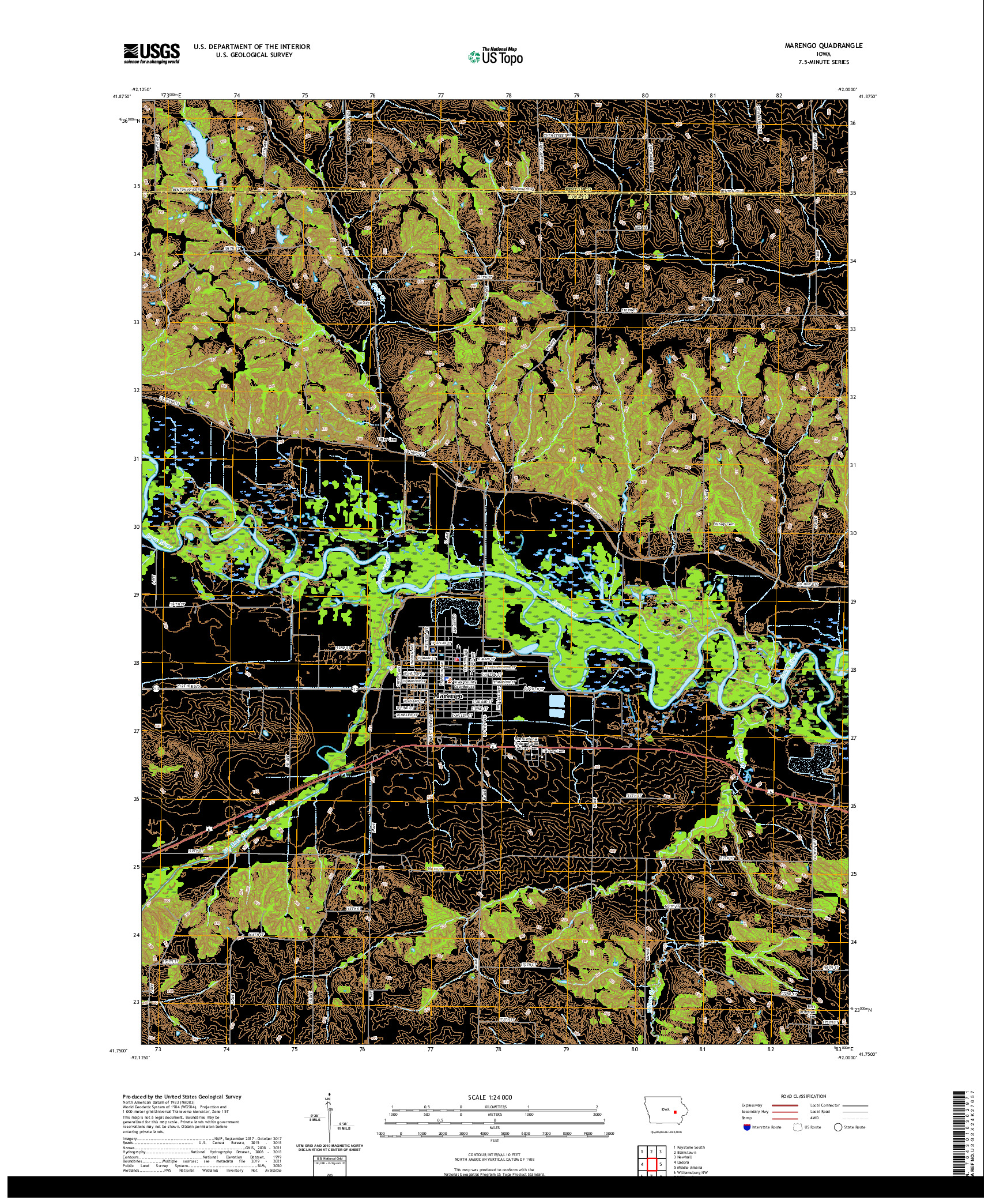 US TOPO 7.5-MINUTE MAP FOR MARENGO, IA