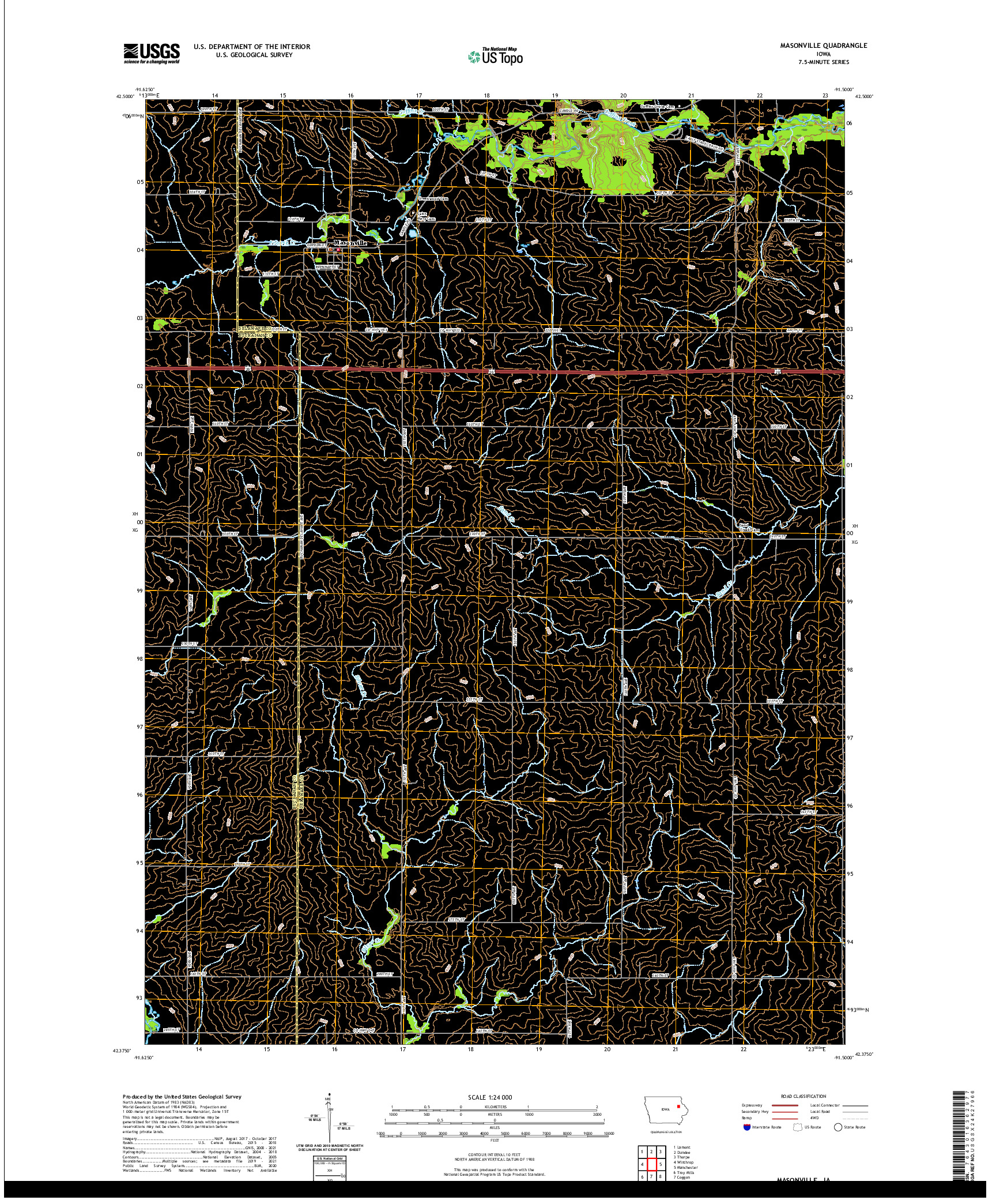 US TOPO 7.5-MINUTE MAP FOR MASONVILLE, IA