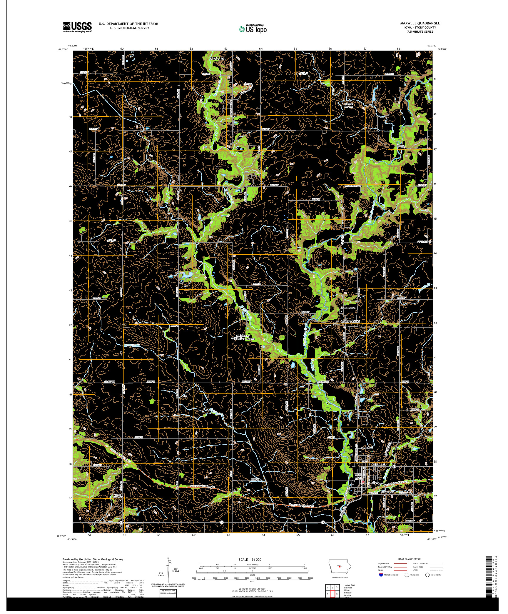 US TOPO 7.5-MINUTE MAP FOR MAXWELL, IA