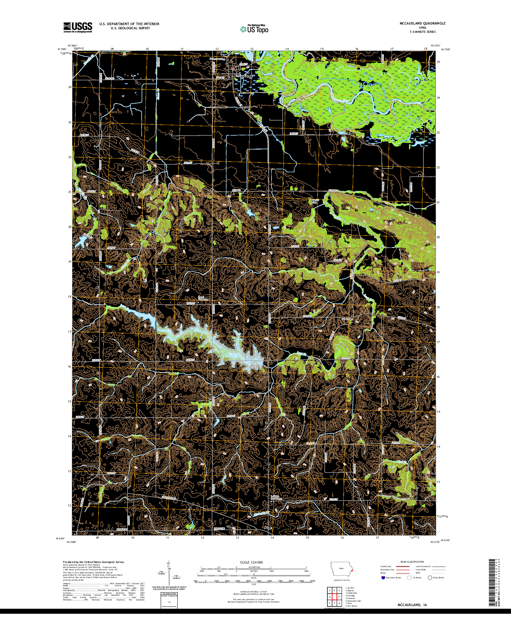 US TOPO 7.5-MINUTE MAP FOR MCCAUSLAND, IA