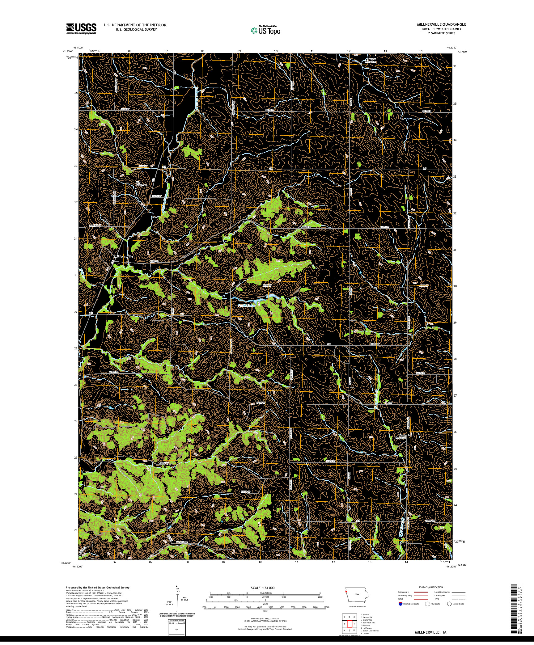 US TOPO 7.5-MINUTE MAP FOR MILLNERVILLE, IA