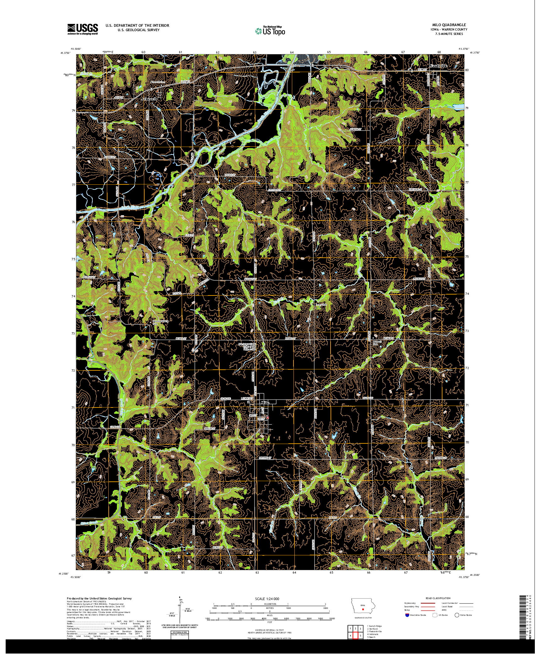 US TOPO 7.5-MINUTE MAP FOR MILO, IA