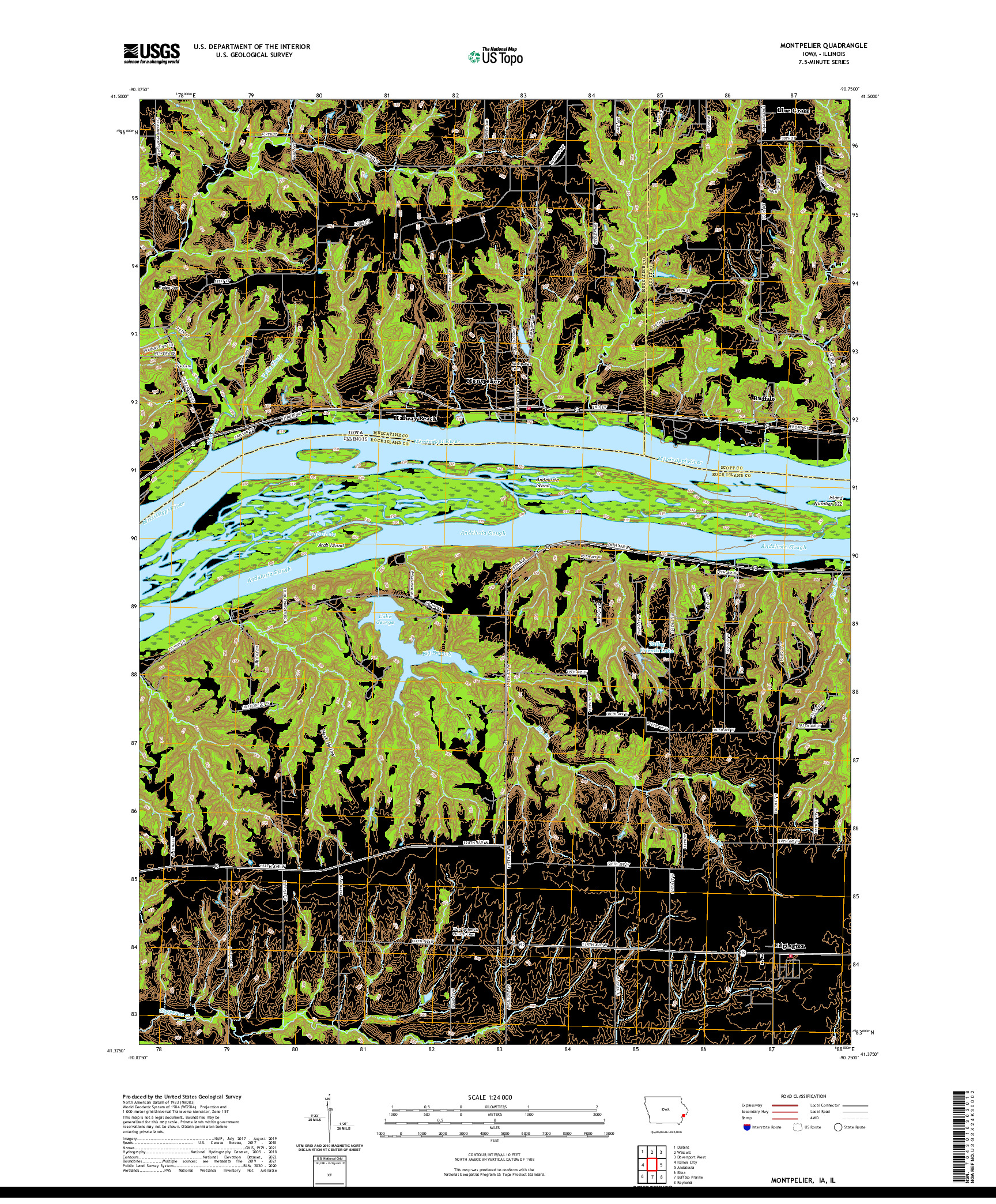 US TOPO 7.5-MINUTE MAP FOR MONTPELIER, IA,IL