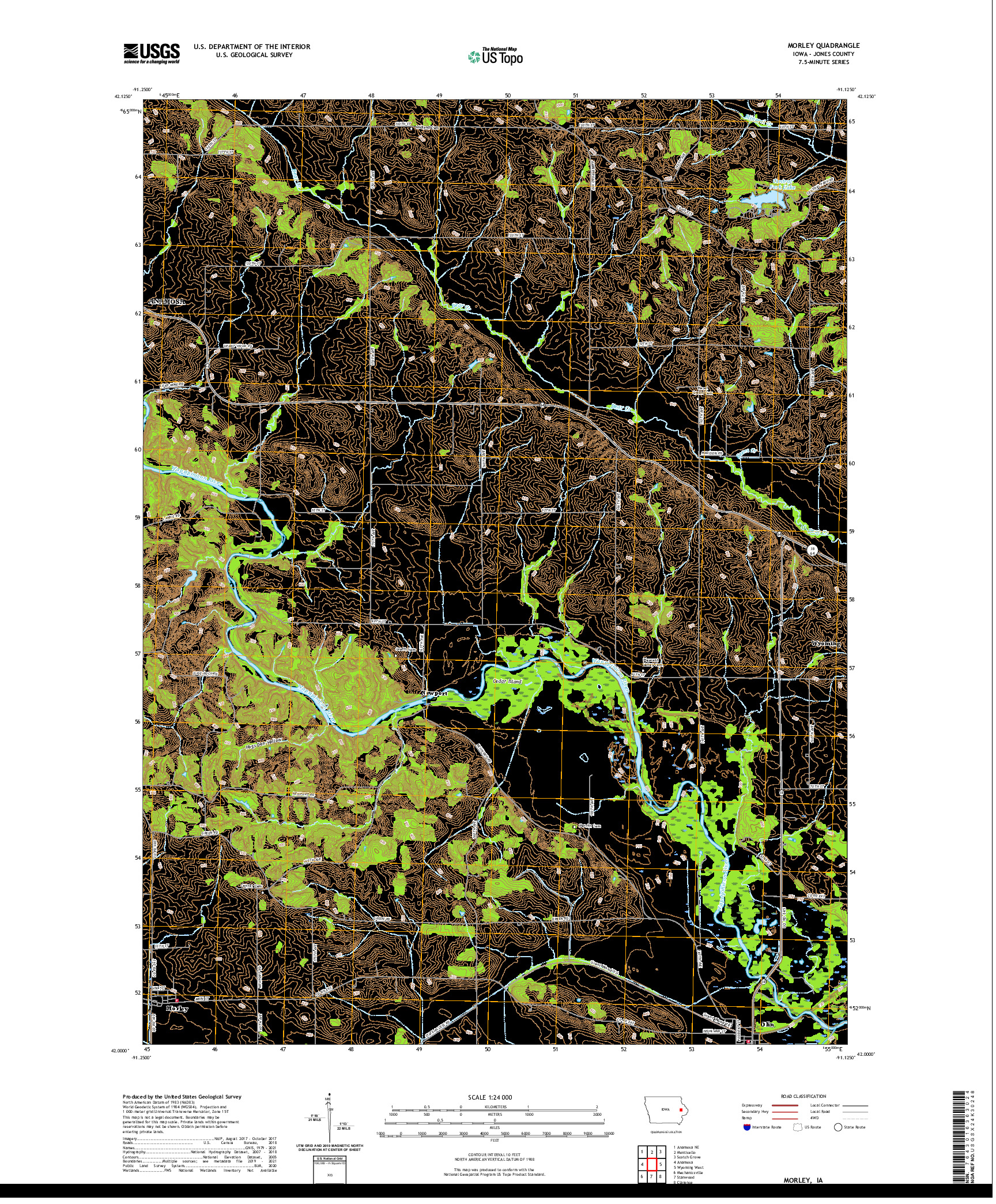 US TOPO 7.5-MINUTE MAP FOR MORLEY, IA