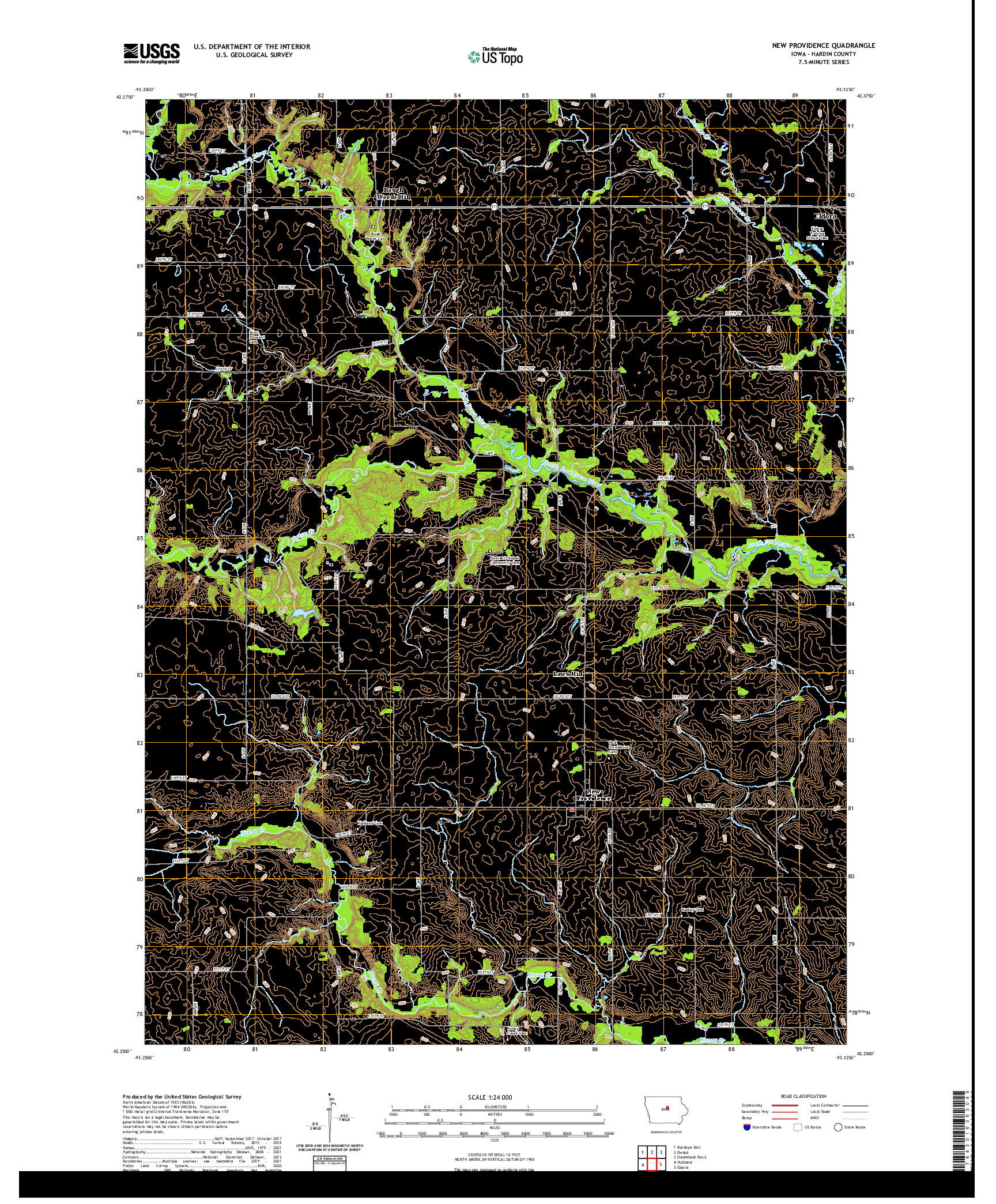 US TOPO 7.5-MINUTE MAP FOR NEW PROVIDENCE, IA