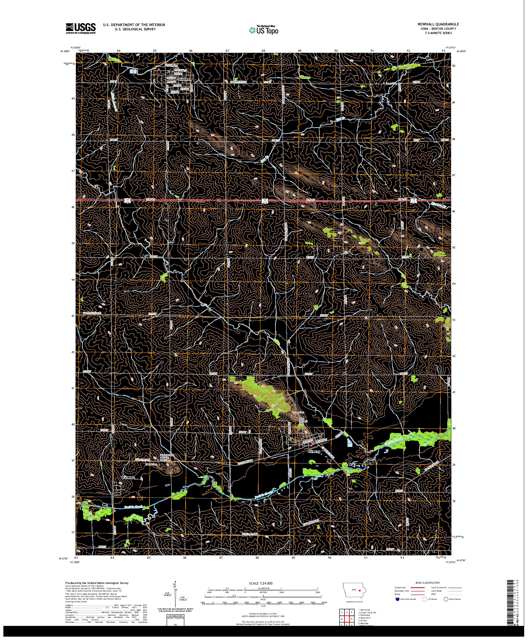 US TOPO 7.5-MINUTE MAP FOR NEWHALL, IA