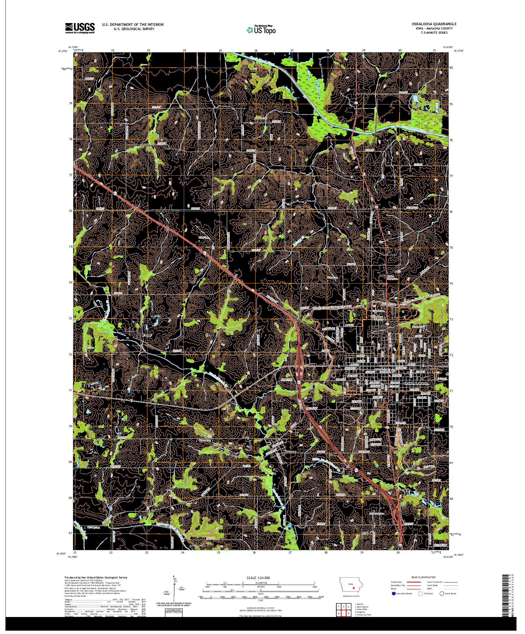 US TOPO 7.5-MINUTE MAP FOR OSKALOOSA, IA