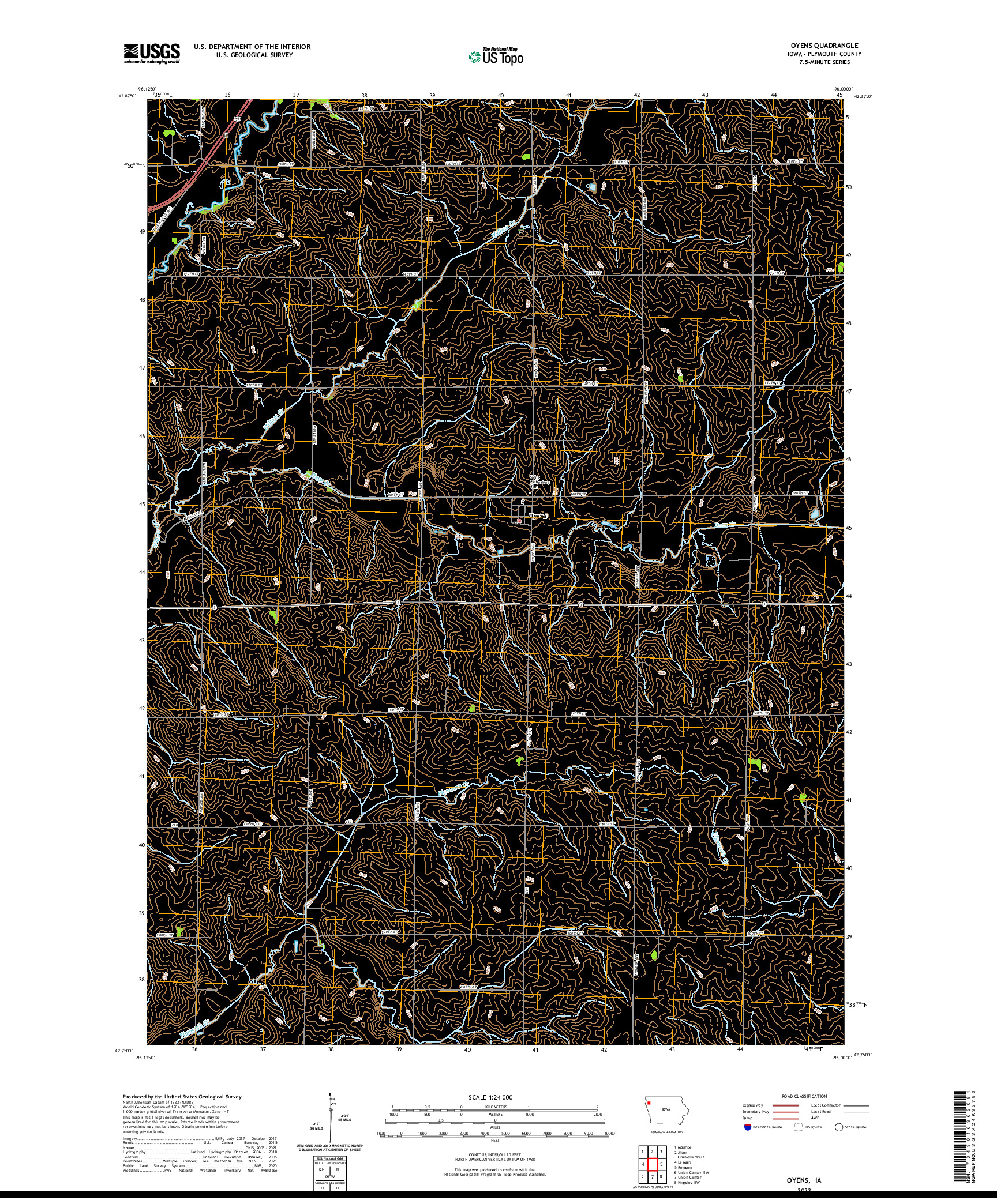 US TOPO 7.5-MINUTE MAP FOR OYENS, IA