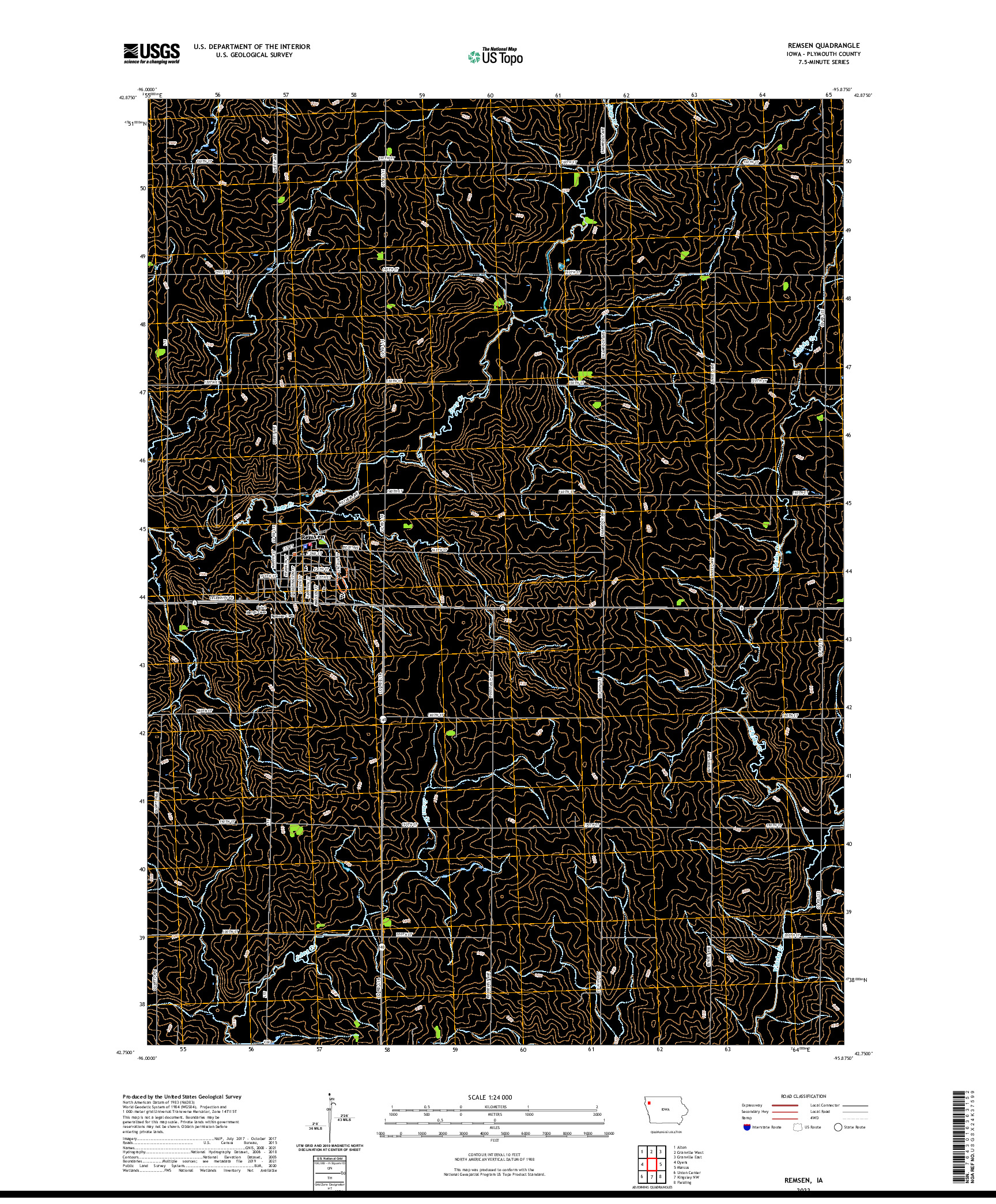 US TOPO 7.5-MINUTE MAP FOR REMSEN, IA