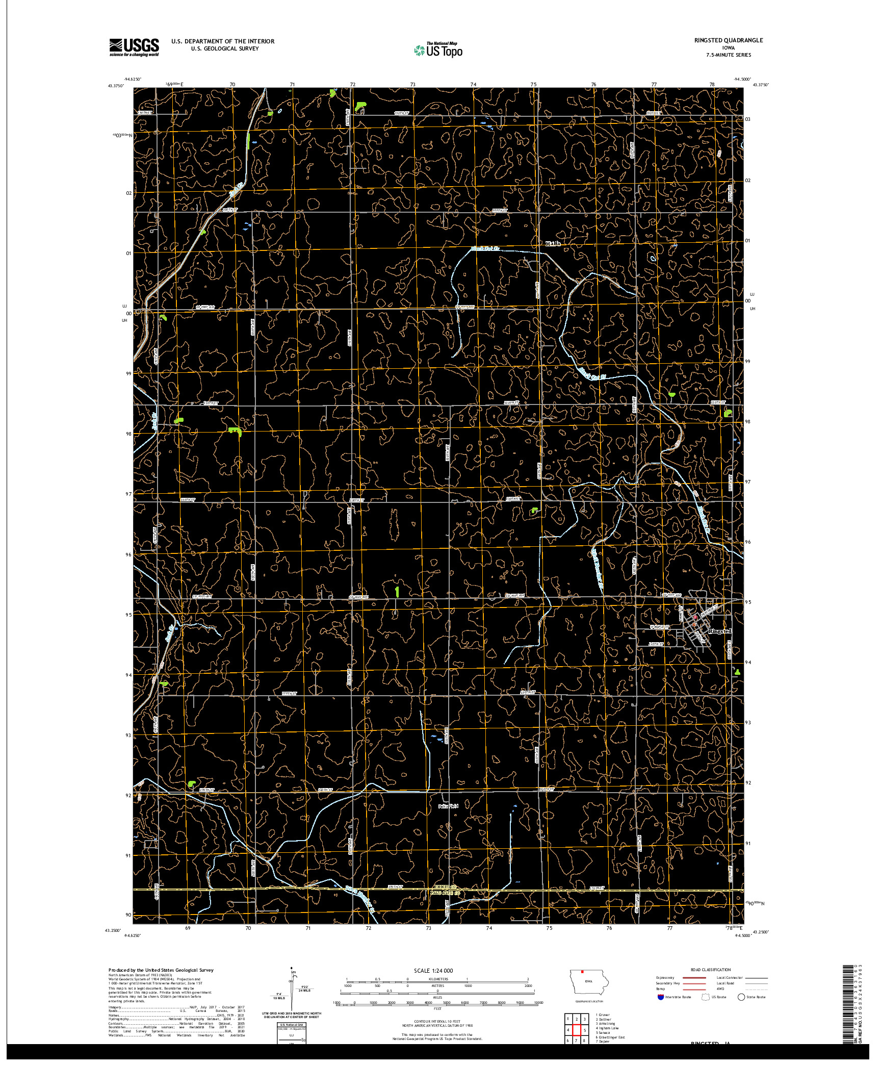 US TOPO 7.5-MINUTE MAP FOR RINGSTED, IA