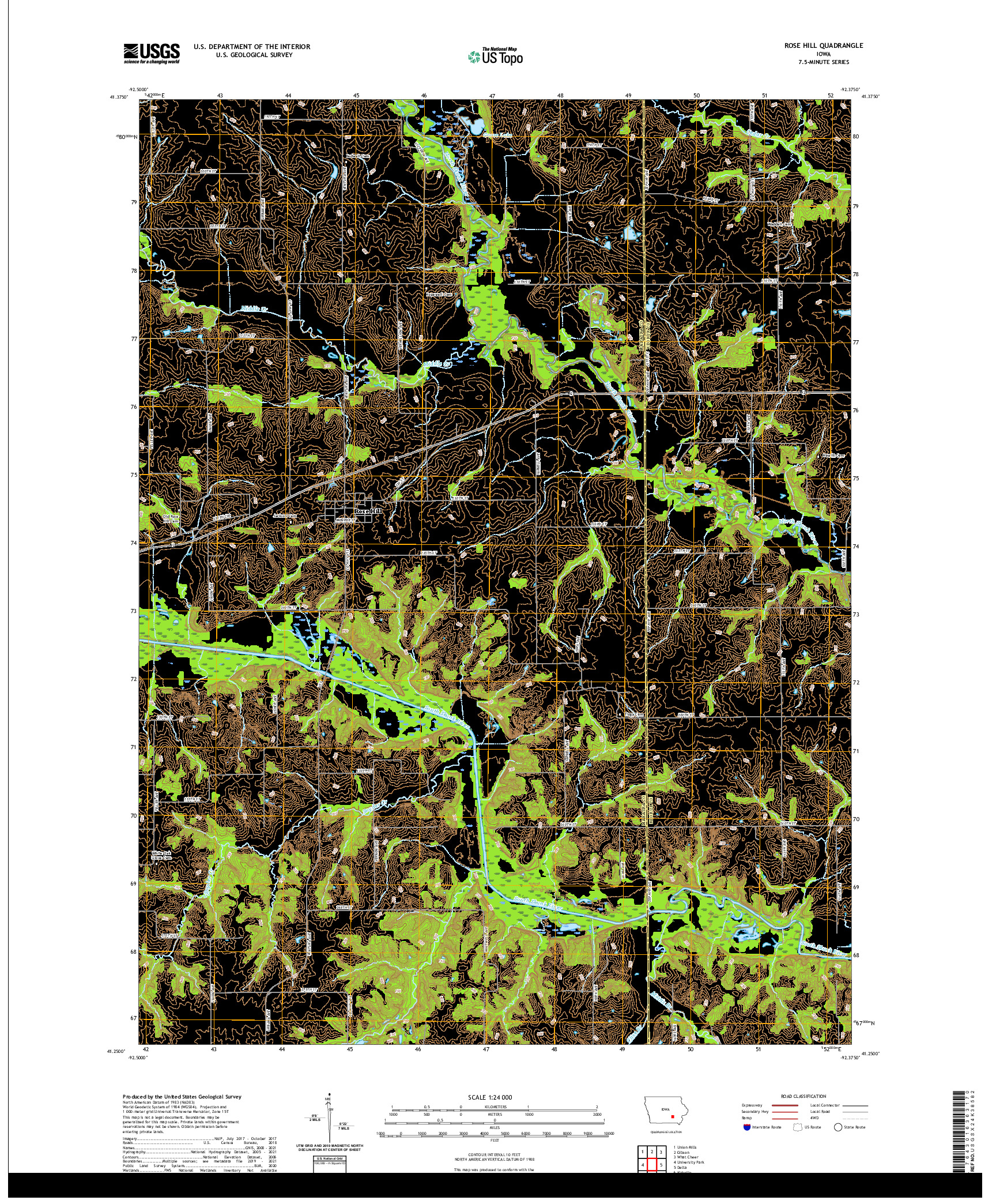 US TOPO 7.5-MINUTE MAP FOR ROSE HILL, IA