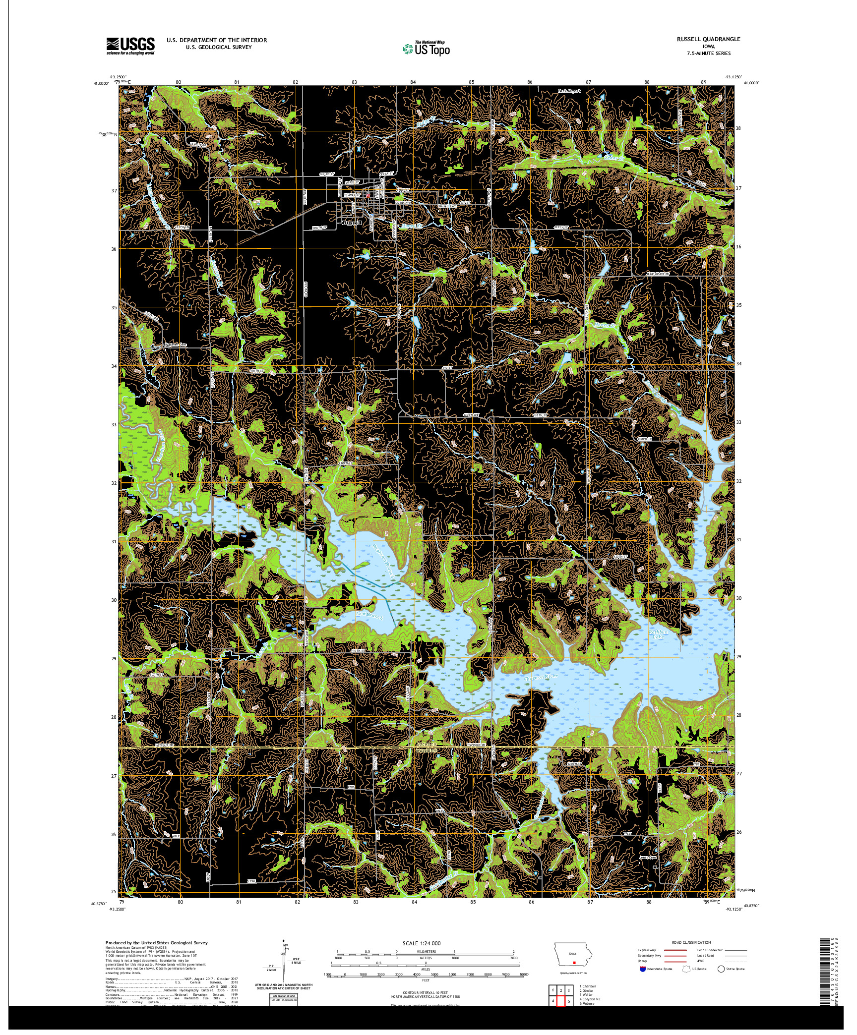 US TOPO 7.5-MINUTE MAP FOR RUSSELL, IA