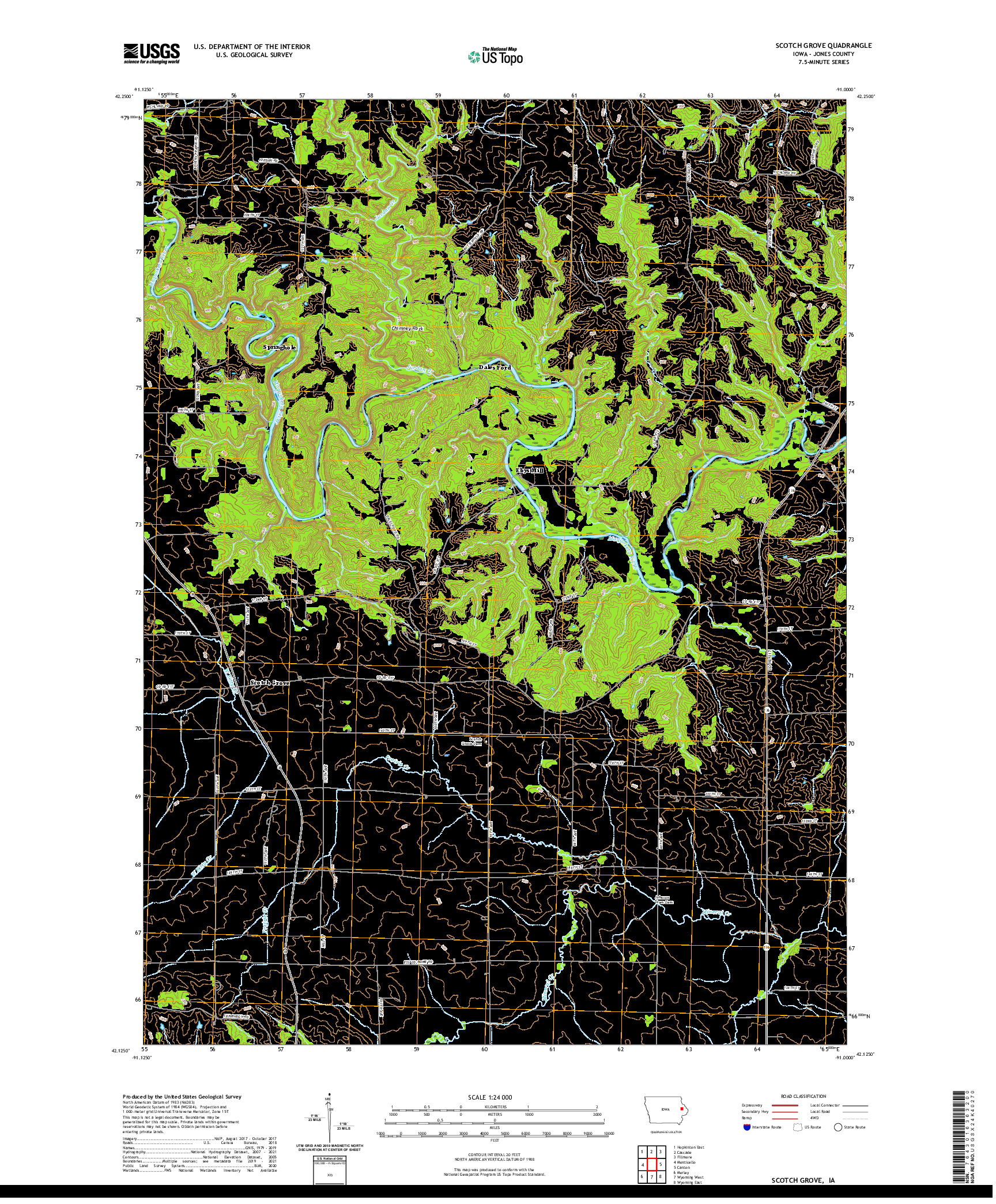 US TOPO 7.5-MINUTE MAP FOR SCOTCH GROVE, IA