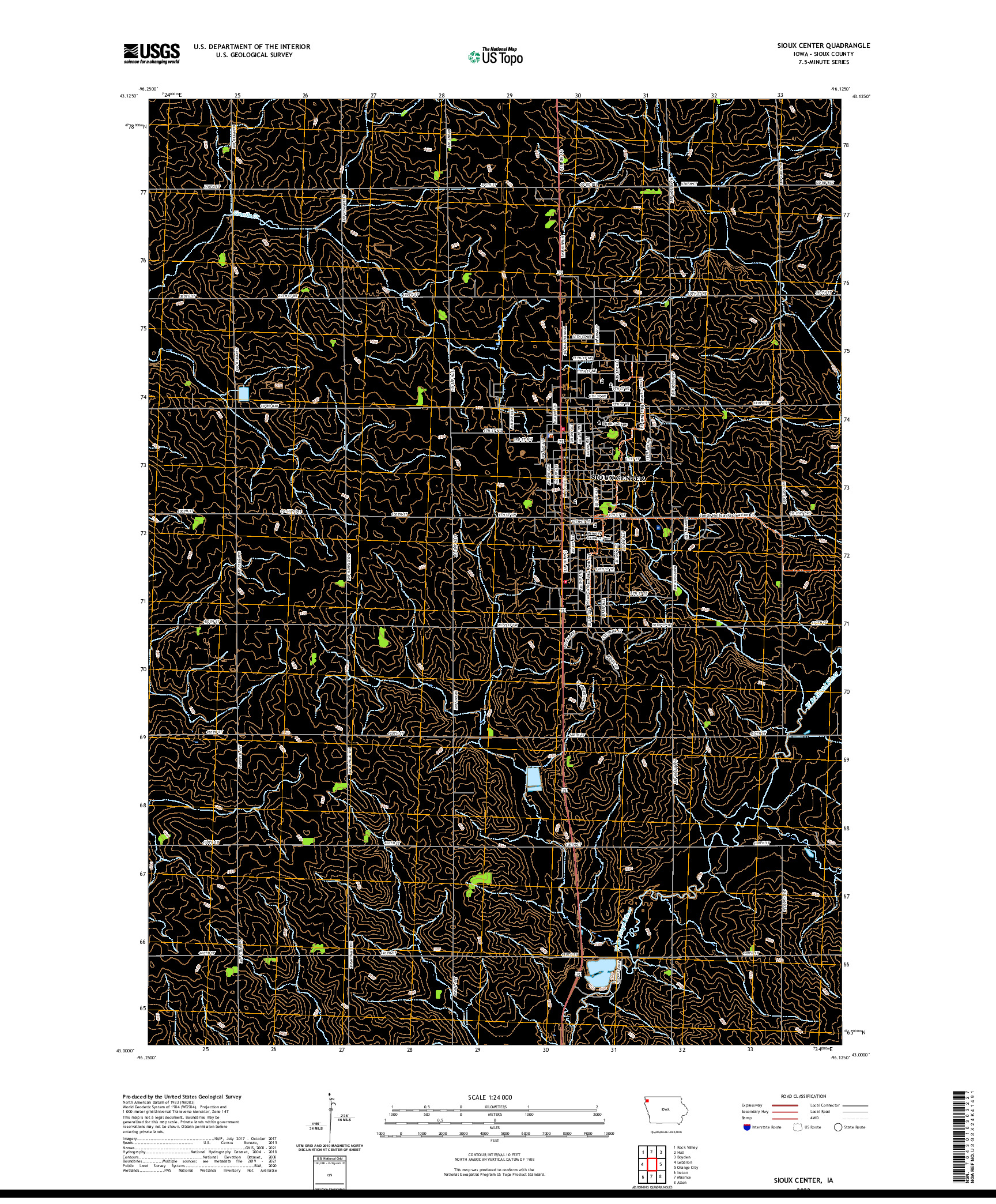 US TOPO 7.5-MINUTE MAP FOR SIOUX CENTER, IA