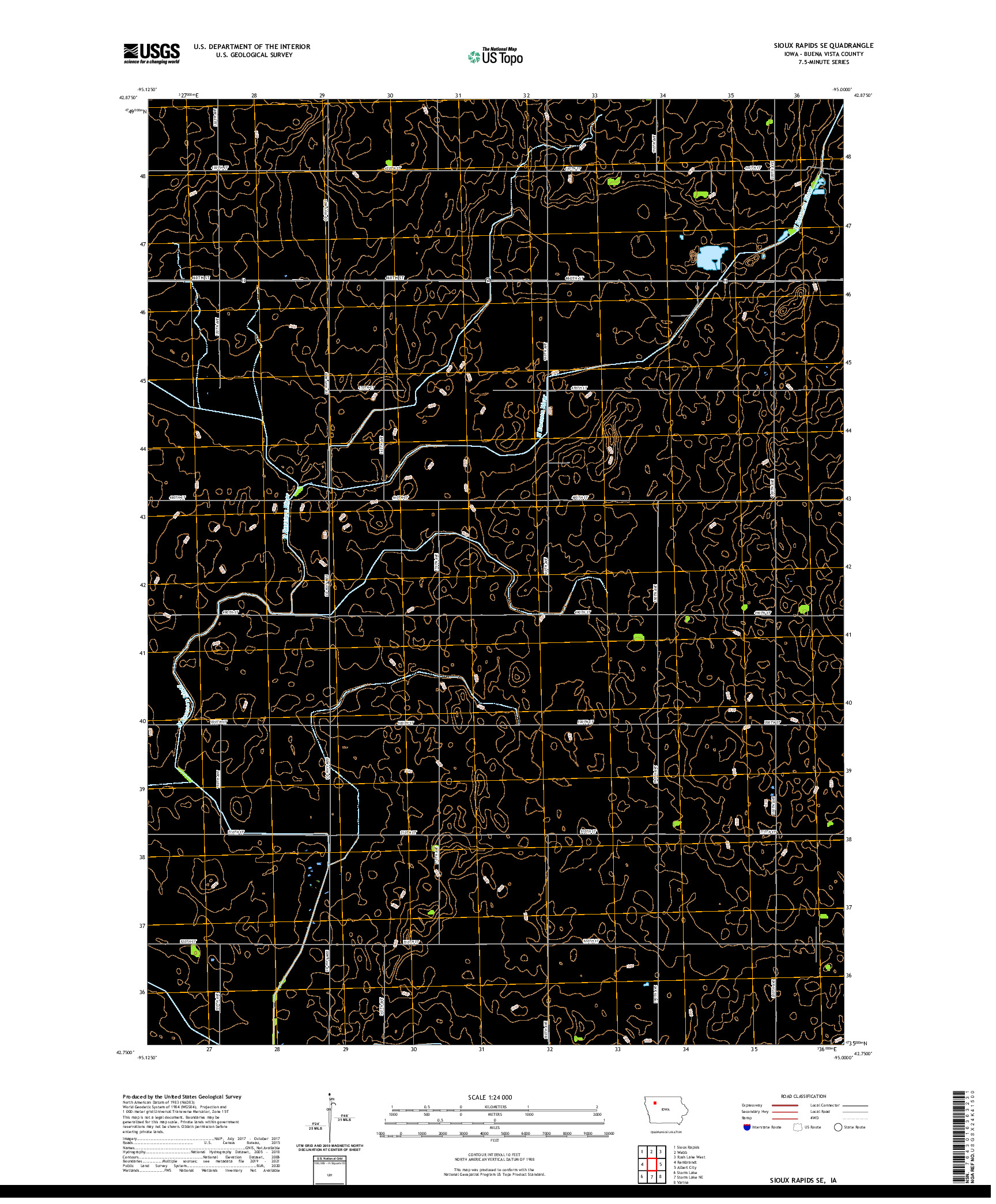 US TOPO 7.5-MINUTE MAP FOR SIOUX RAPIDS SE, IA