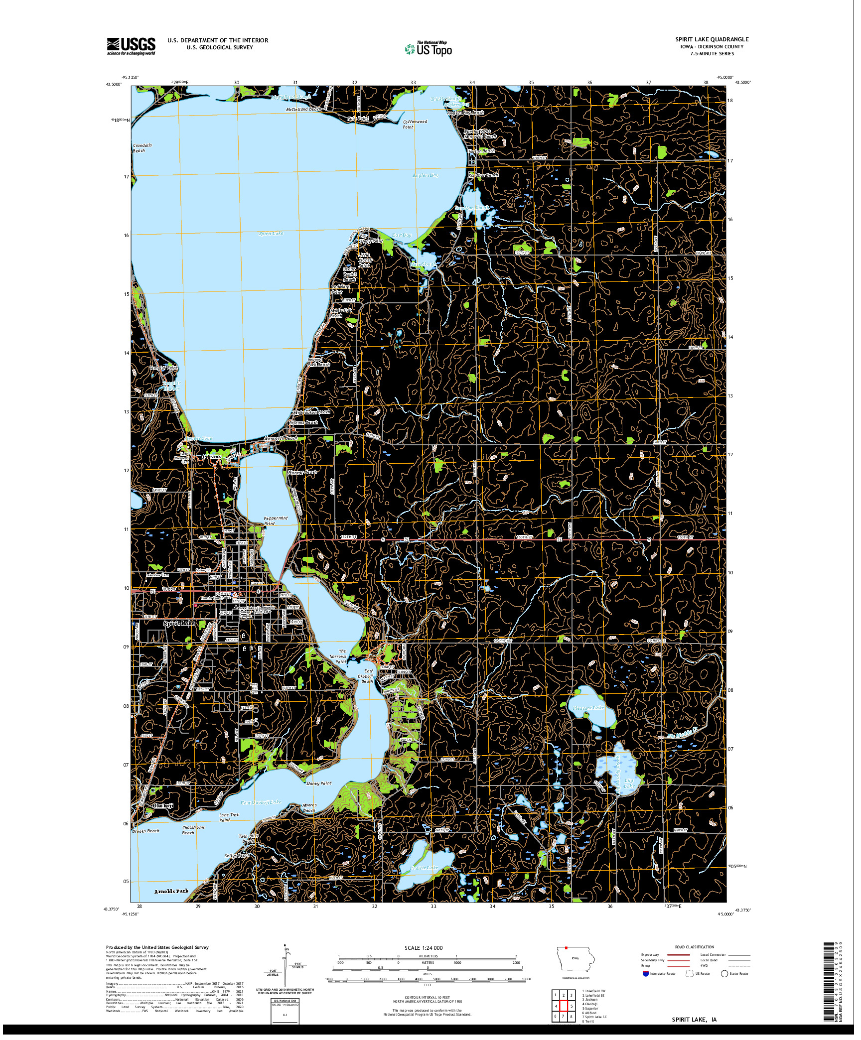 US TOPO 7.5-MINUTE MAP FOR SPIRIT LAKE, IA